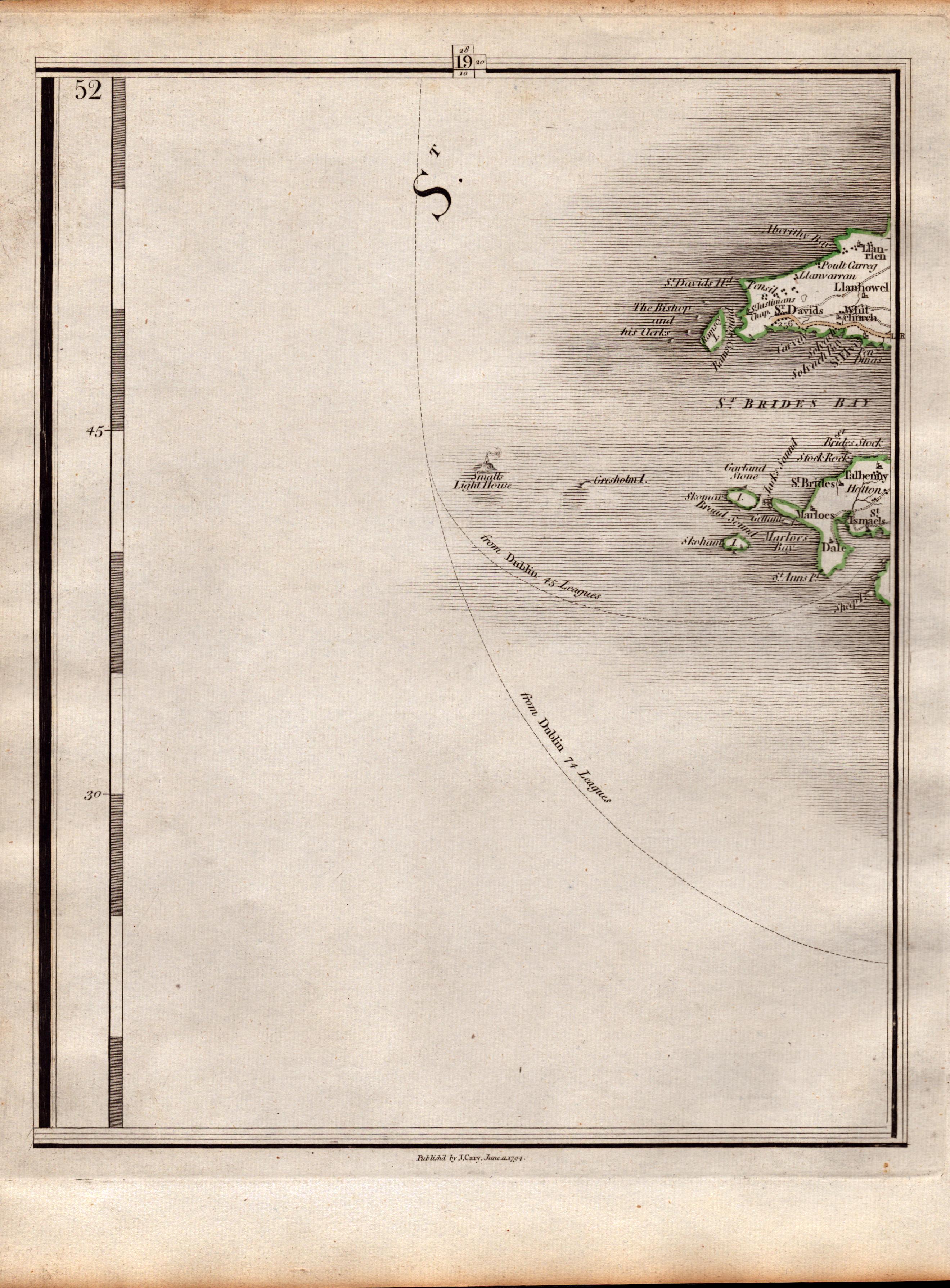 Pembrokeshire Coast Wales John Cary’s Antique King George III 1794 Map-19.