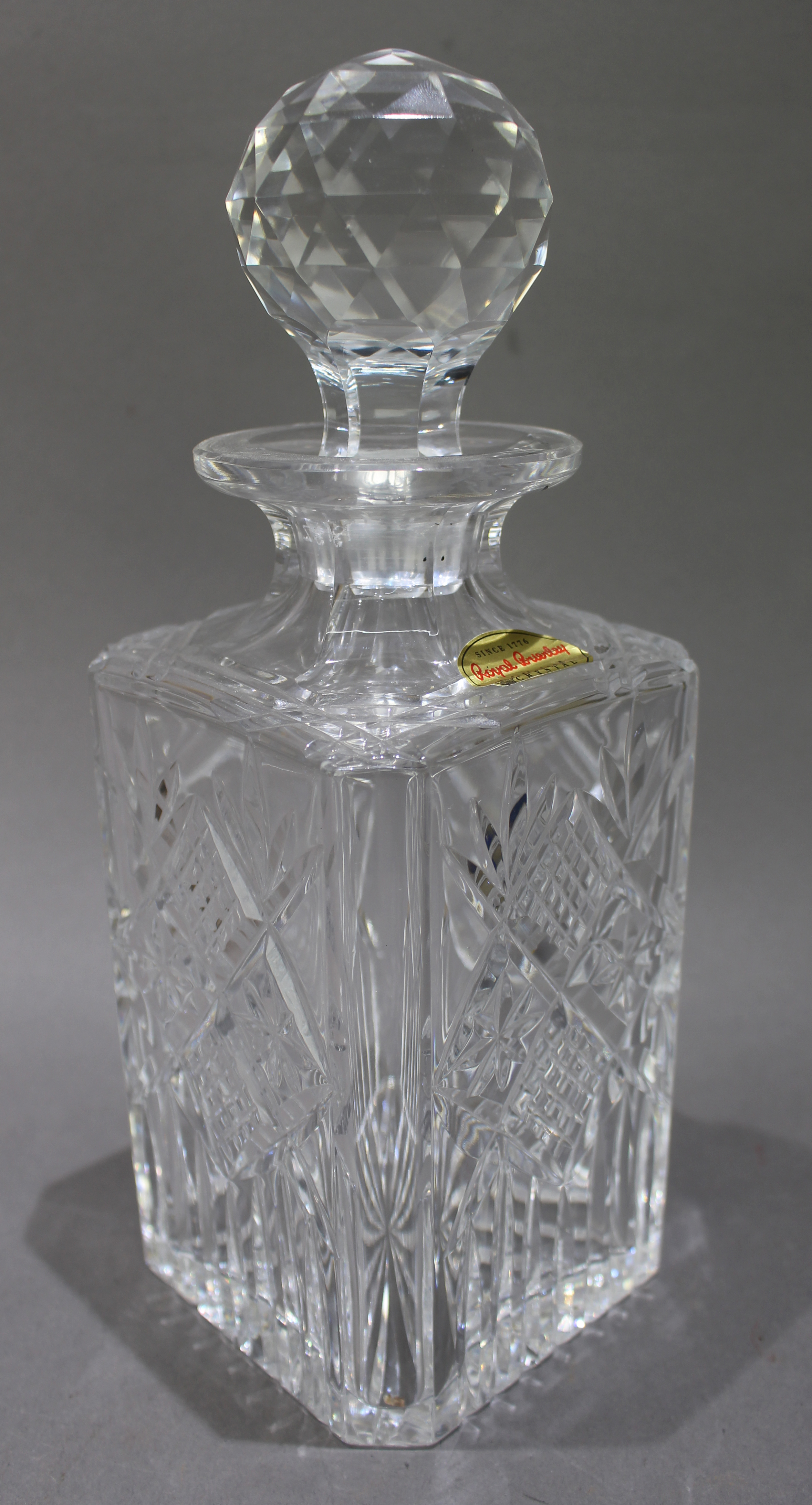 Vintage Royal Brierley Crystal Square Shaped Spirit Decanter