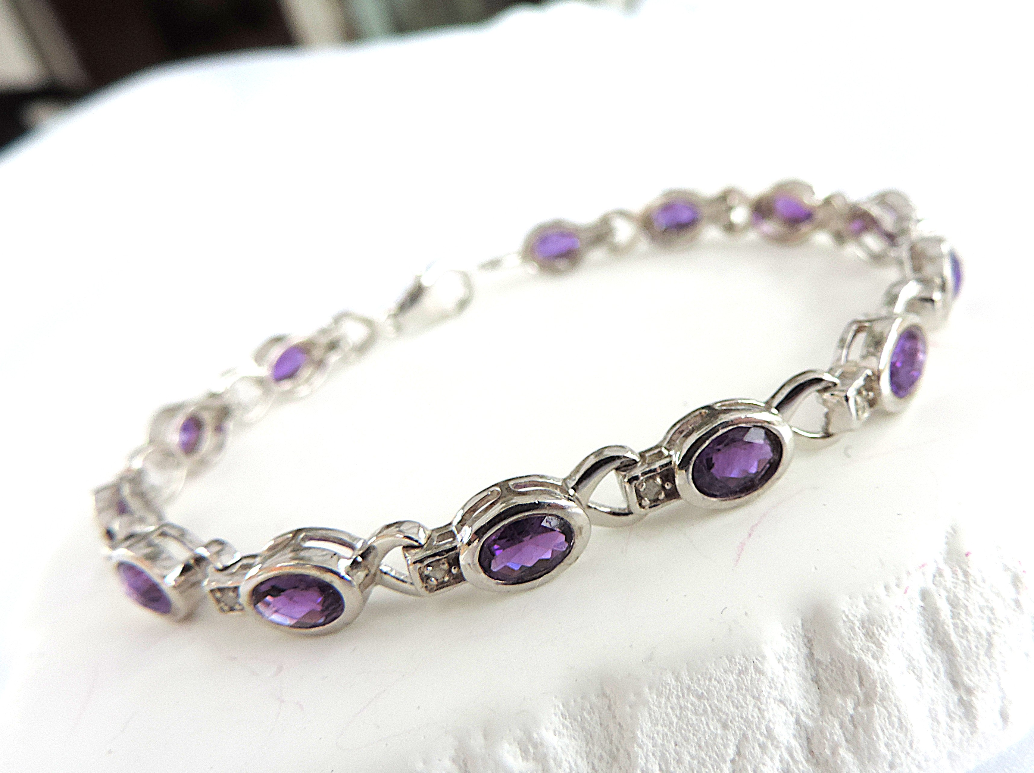 Artisan 925 Silver 5.85 Carat Amethyst Gemstone Bracelet