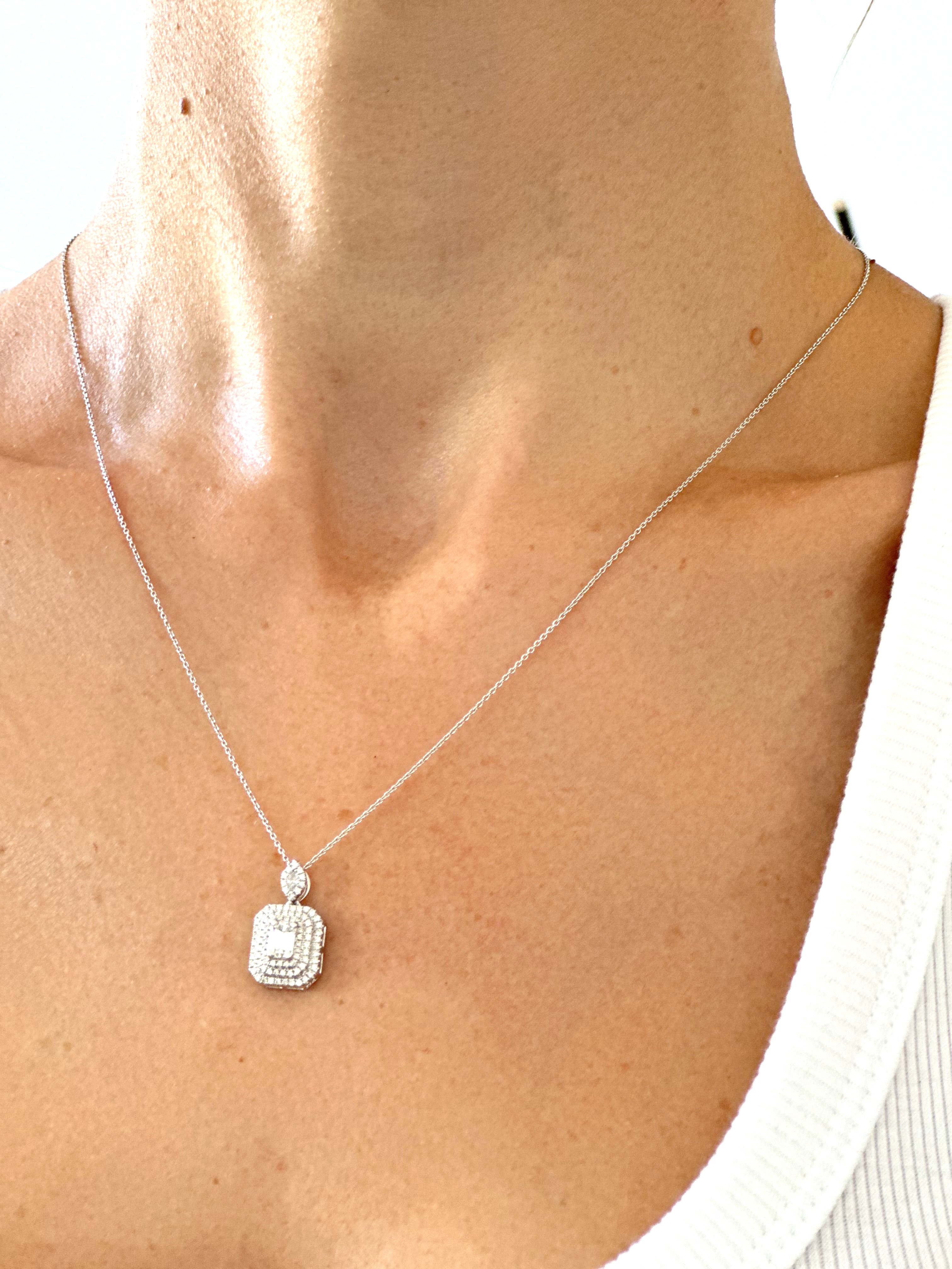 Natural Diamond 18K White Gold Necklace