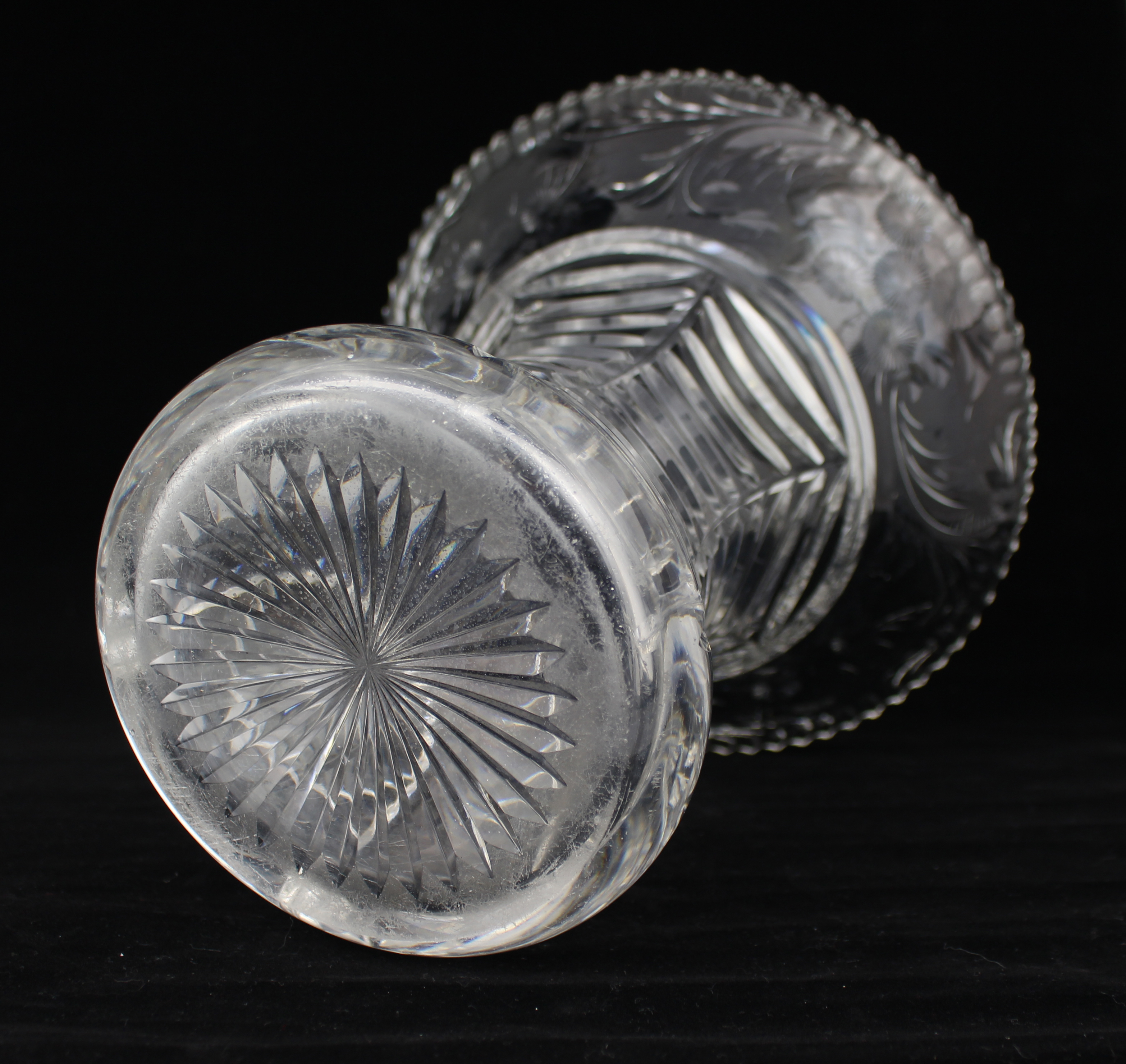 Mid-20th Century English Cut Crystal Splayed Vase