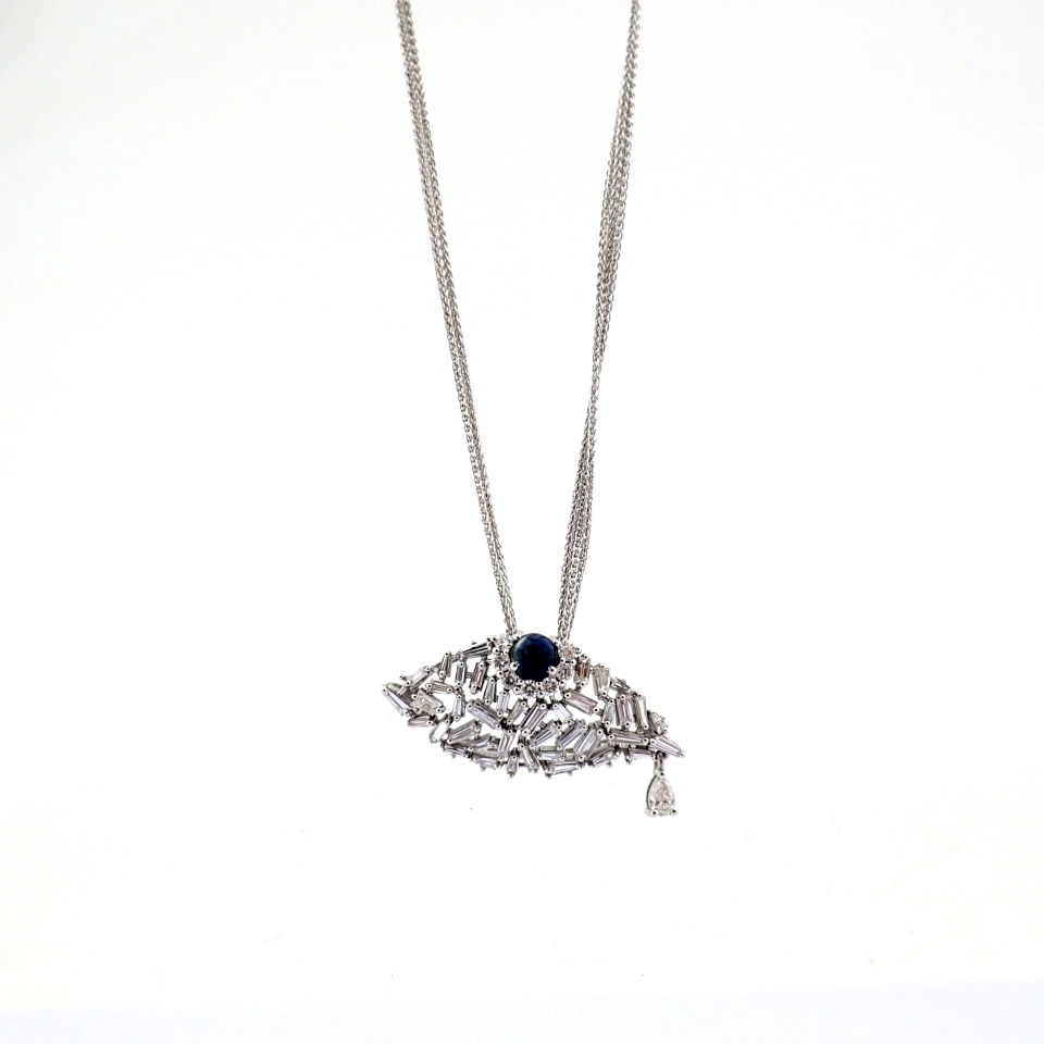 Natural Diamond 14K White Gold Necklace