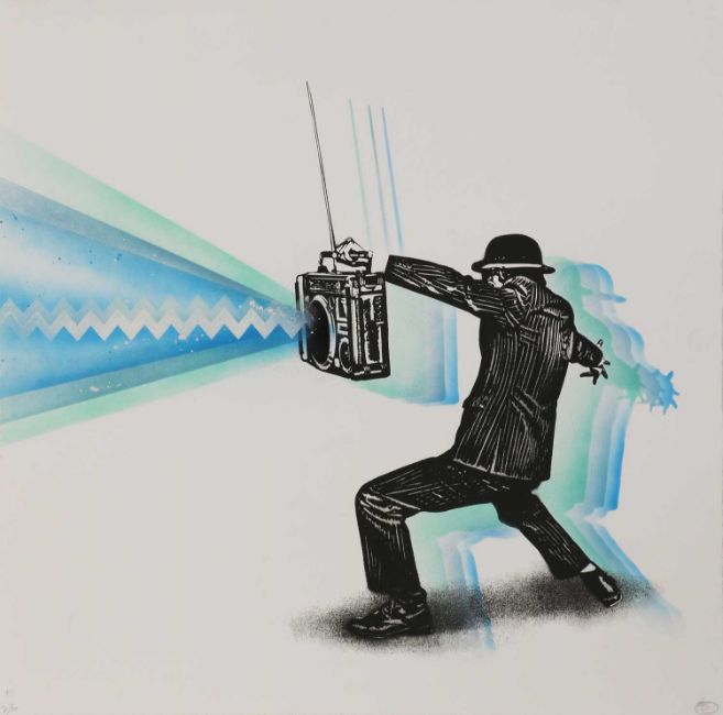 Nick Walker (B 1969-) Gold Nozzle 2007, Screenprint In Gold With Early Apish Angel Blind Stamp