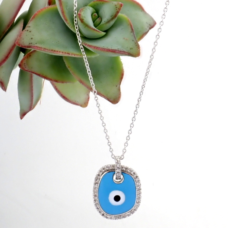 Natural Diamond 18K White Gold Necklace