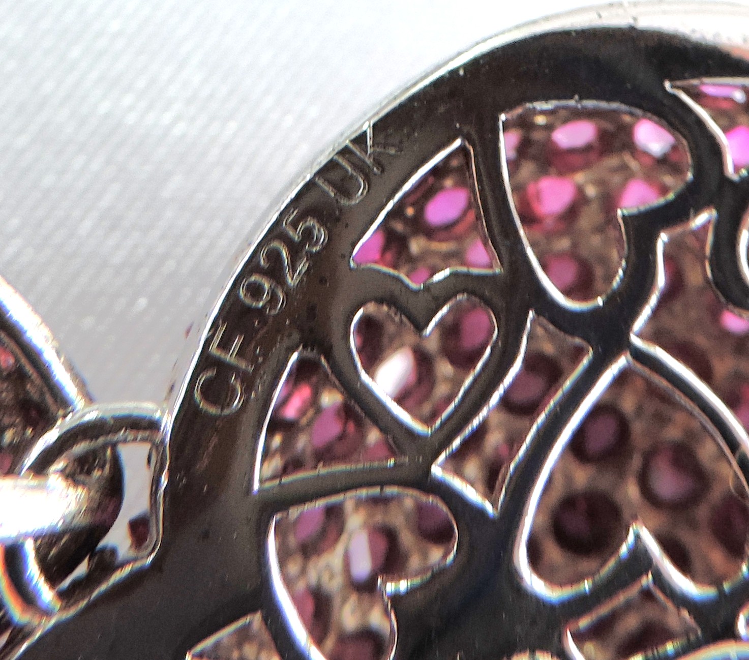Large 925 Silver Pink Tourmaline Gemstone Necklace 43 Grams