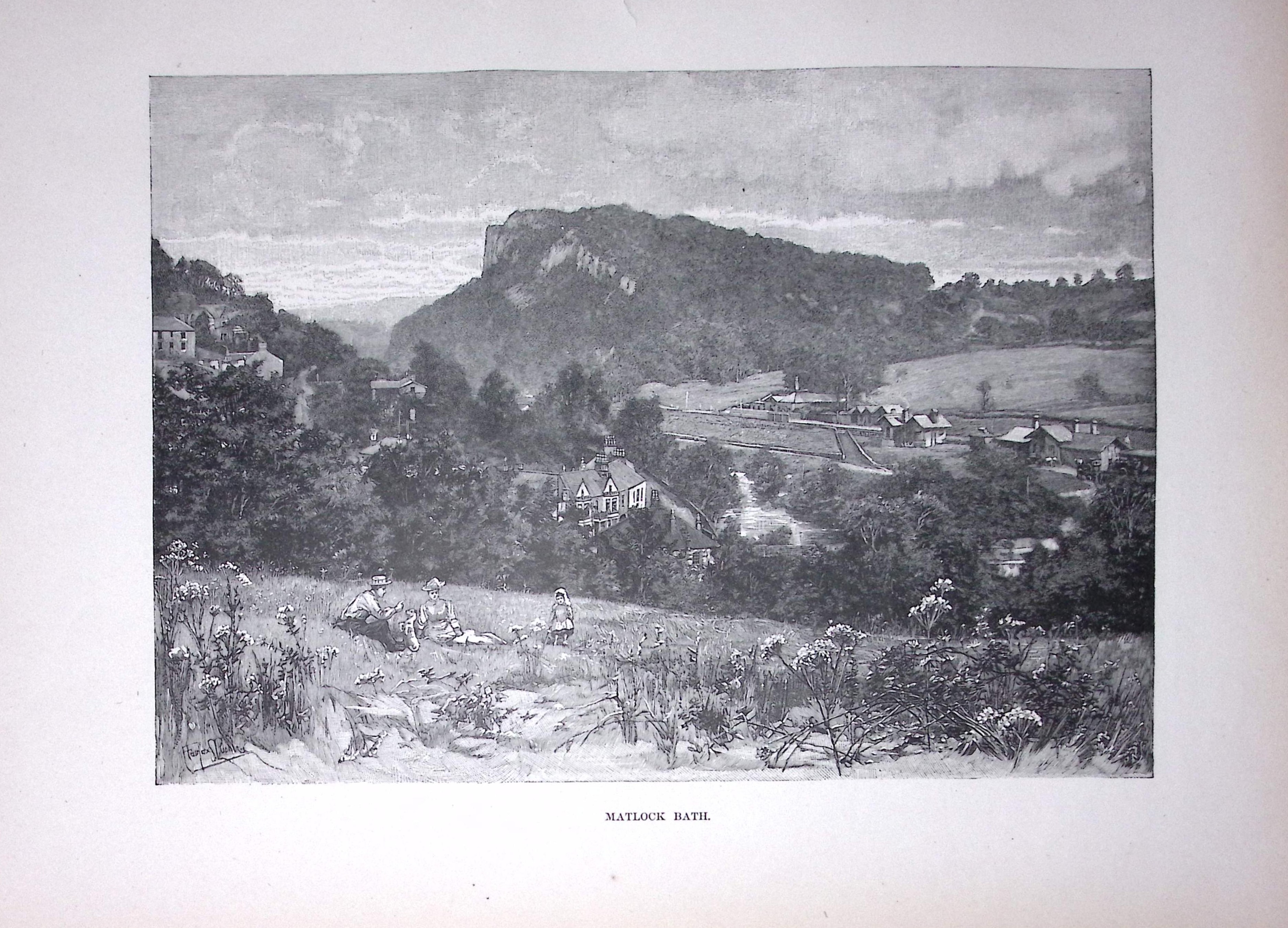 View of Matlock Bath Derbyshire Antique 134 Years-Old Illustration-9