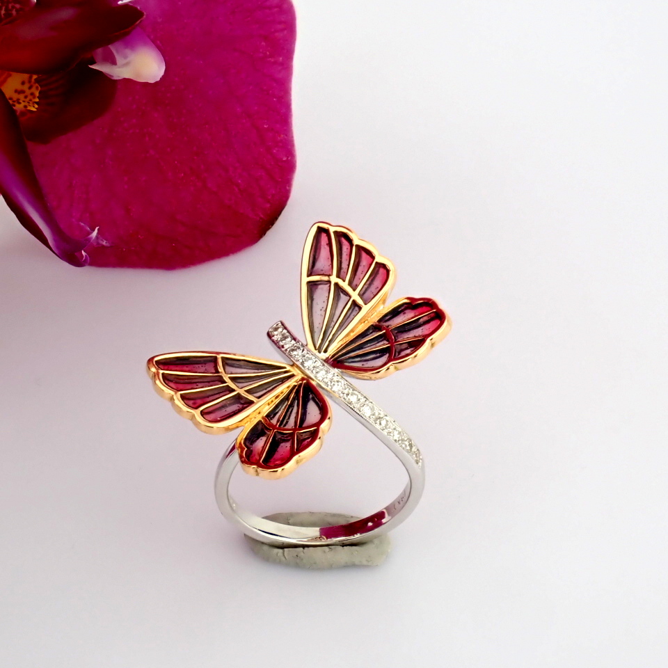 Natural Diamond 18K Rose & White Gold Ring
