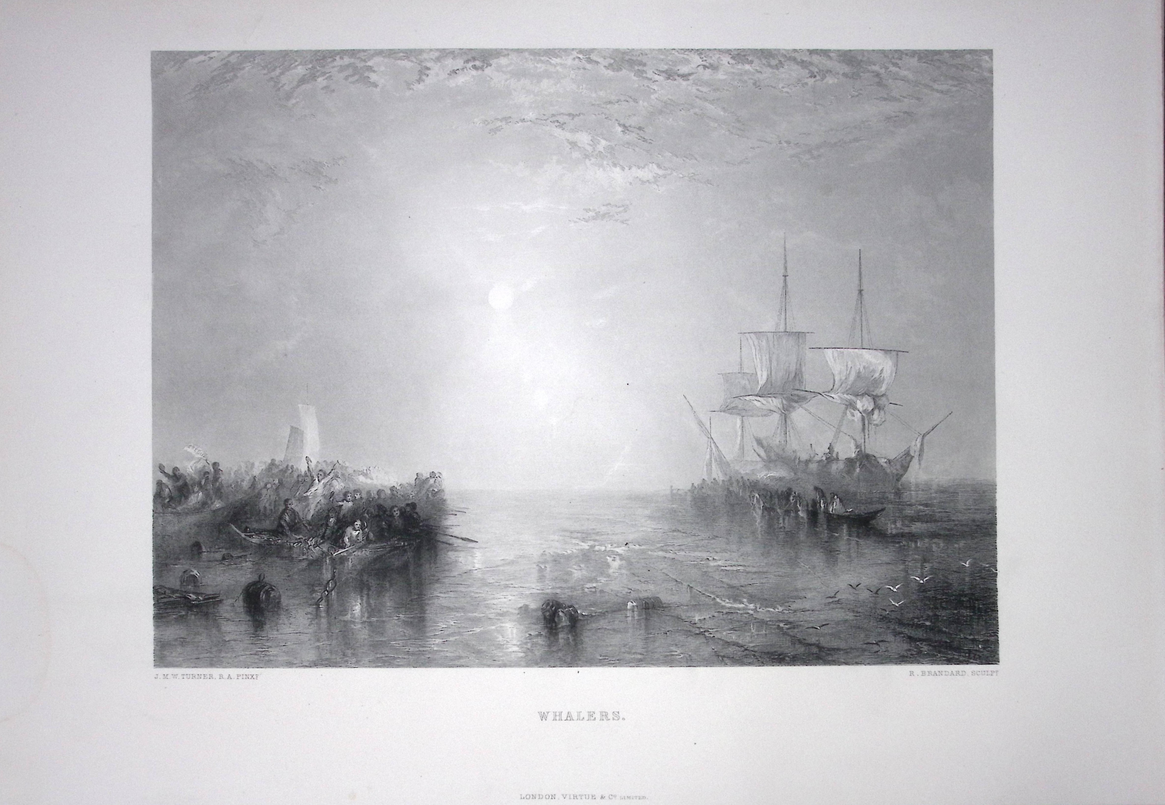 J.M.W Turner Whalers Catching Their Prey Antique Steel Engraving-79-TR
