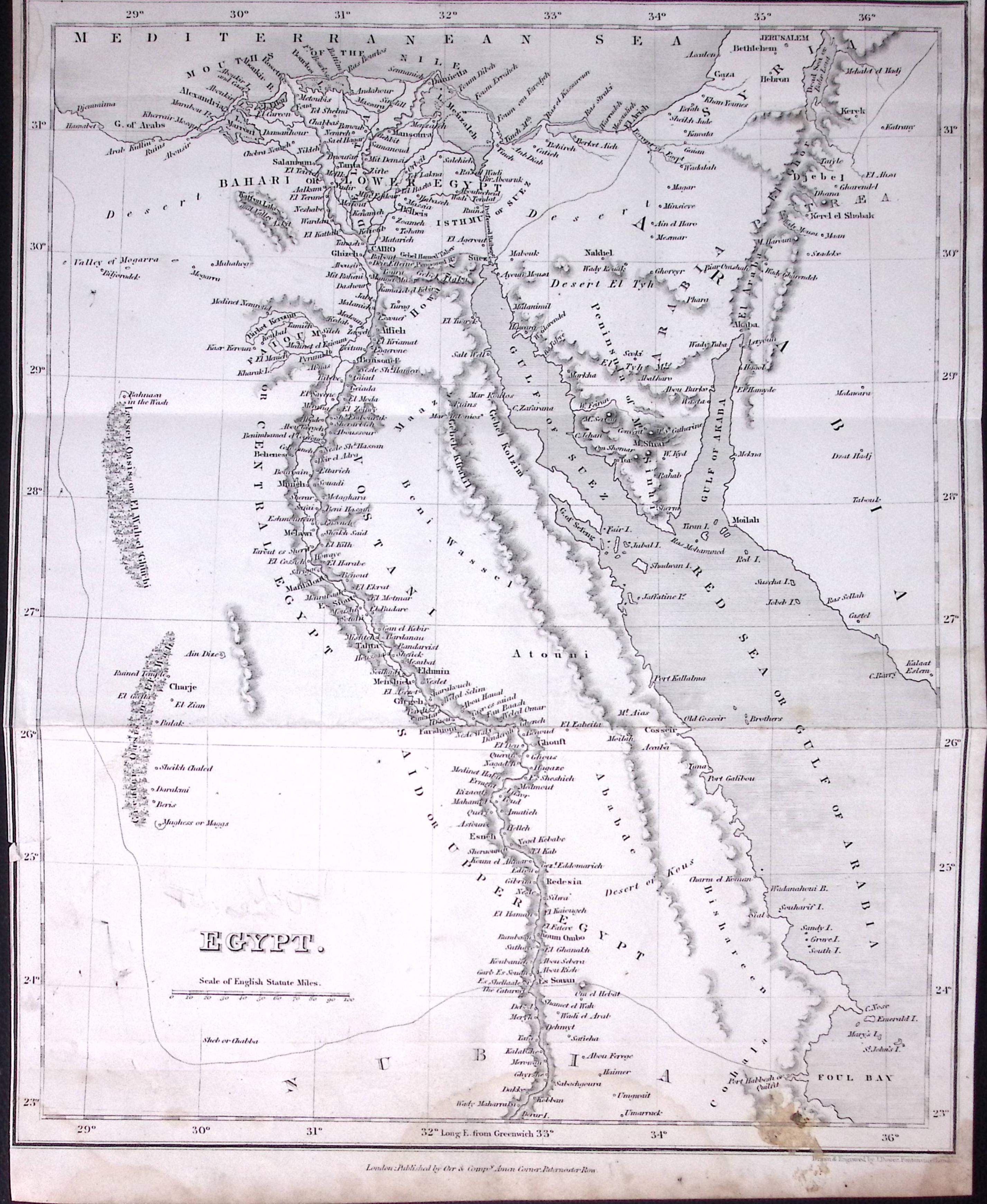 Egypt Detailed Antique 179-Year-Old Engraved Map-17-TR