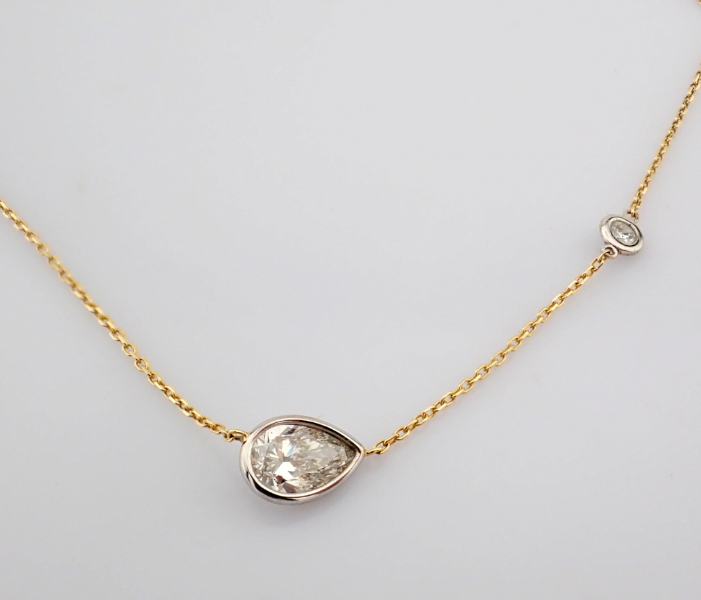 Pear Cut Lab-Grown Diamond Necklace - 1.07 Total Carat (IGI Certified)