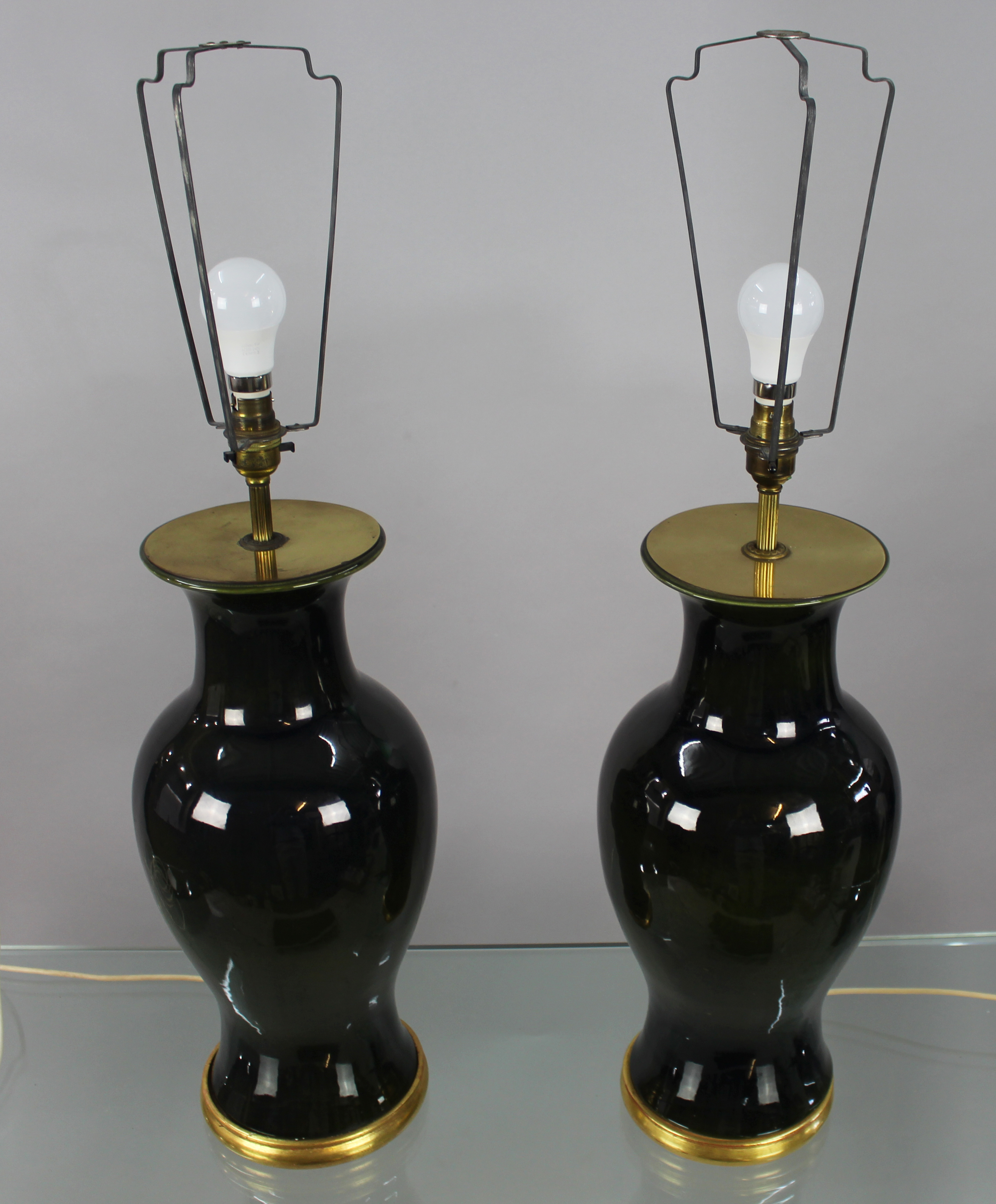 Pair of Vintage Ceramic & Gilt Table Lamps