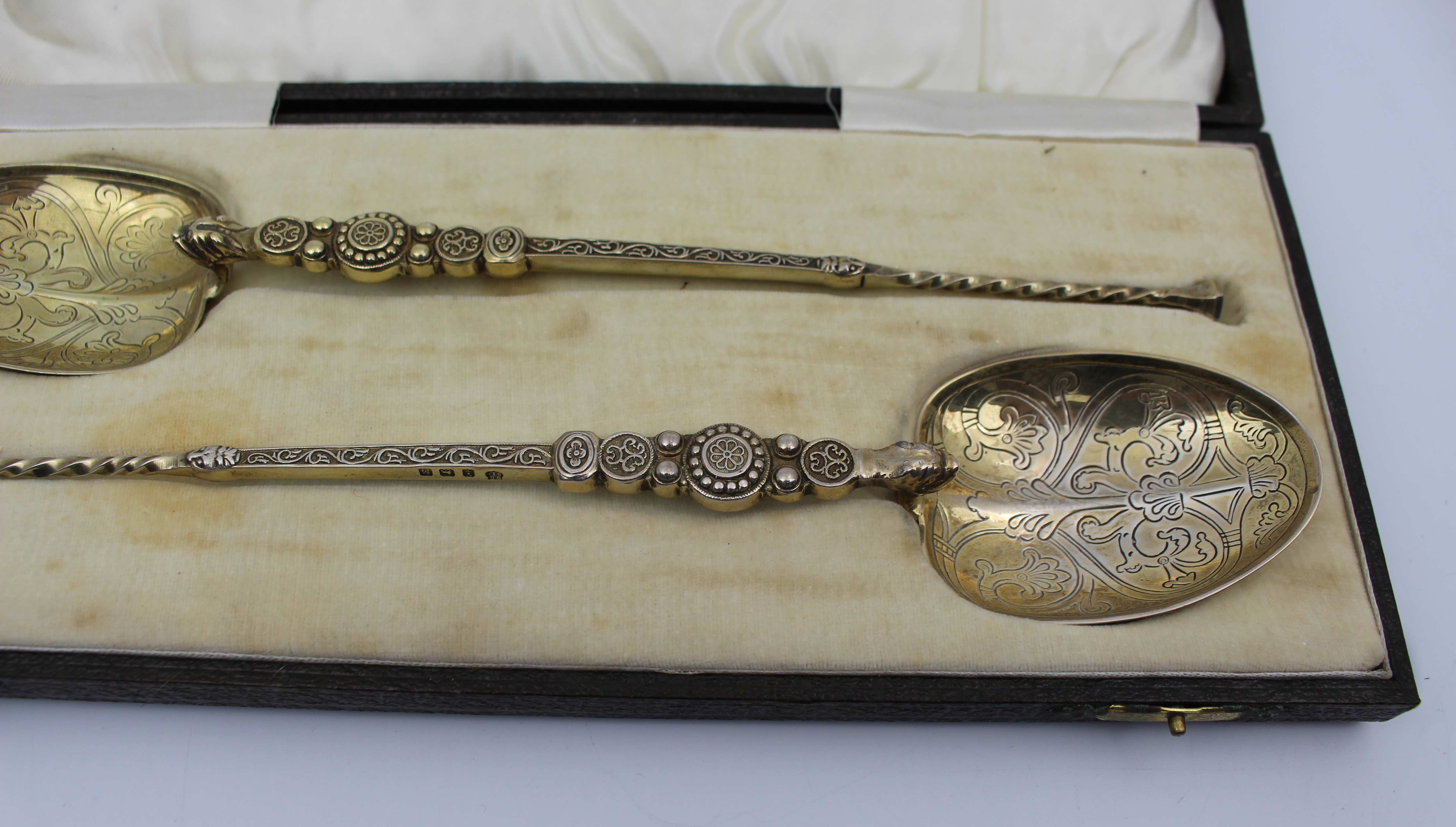 Pair of Cased Silver Gilt Anointing Spoons – Birmingham, 1936