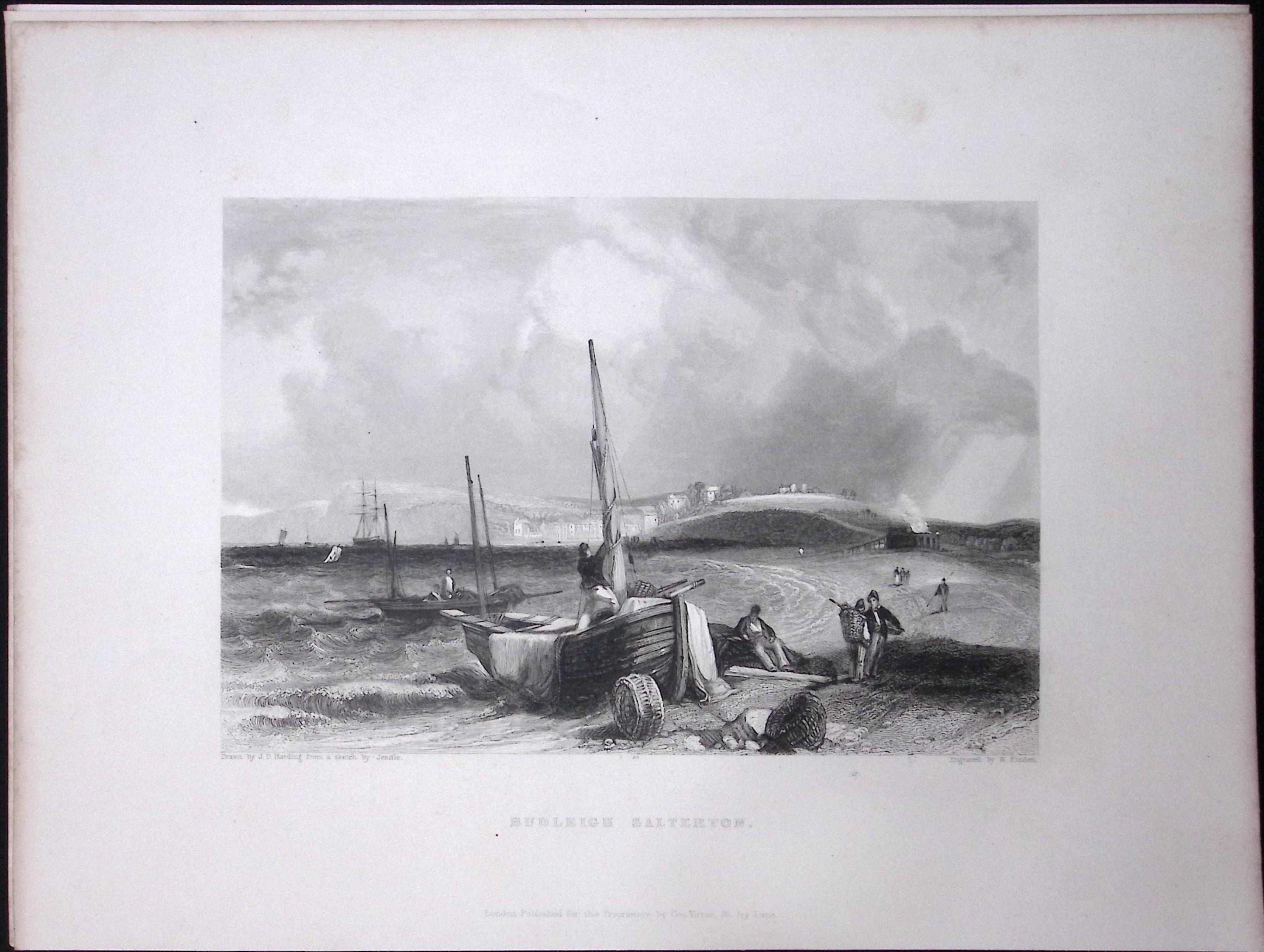 Devon Budleigh Salterton WH Bartlett 183 Years-Old Antique Steel Engraving-26