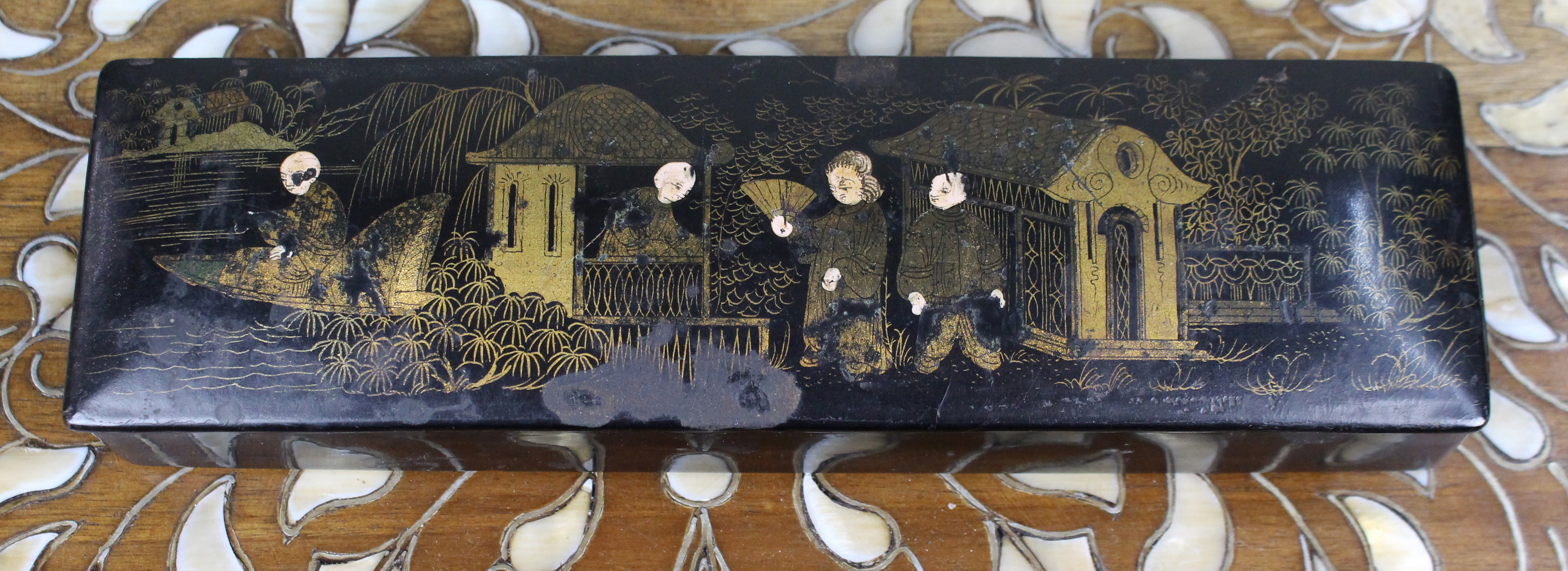 Chinese Export Lacquer Pen Box – Late 19th Century