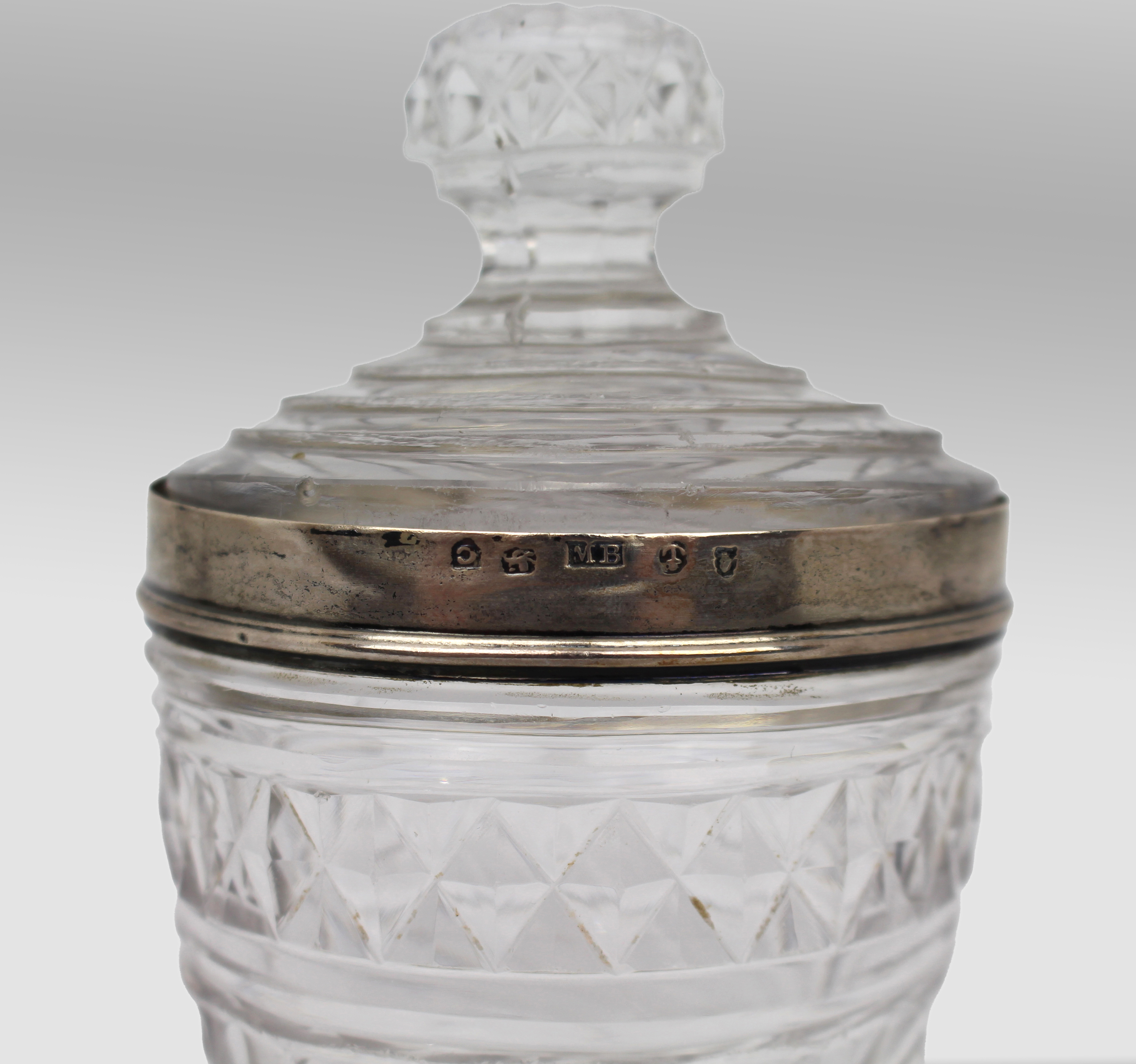 Antique Crystal Jar & Cover with Silver Mount c.1800