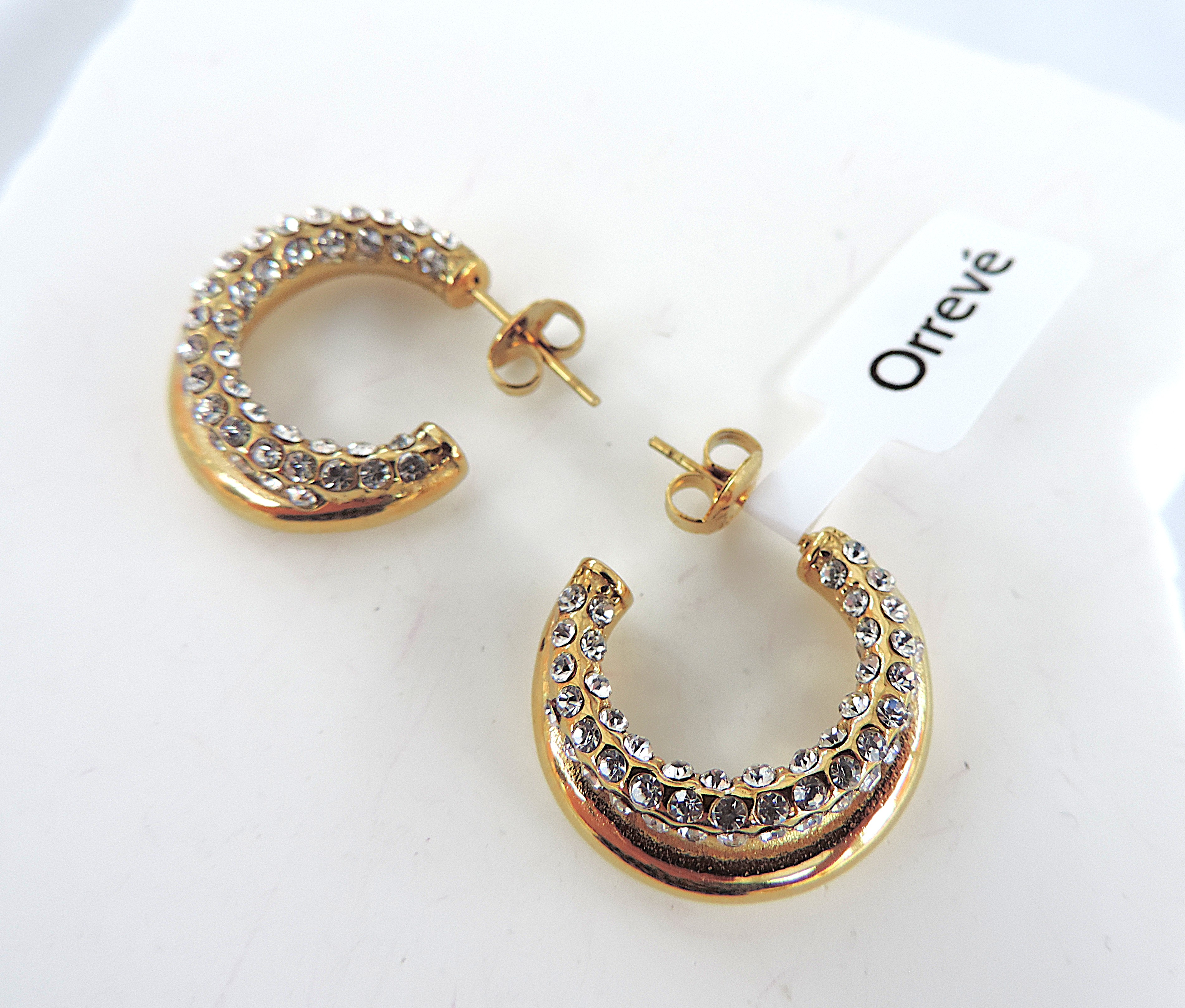 Orrevé Gold Plated CZ Gemstone Hoop Earrings