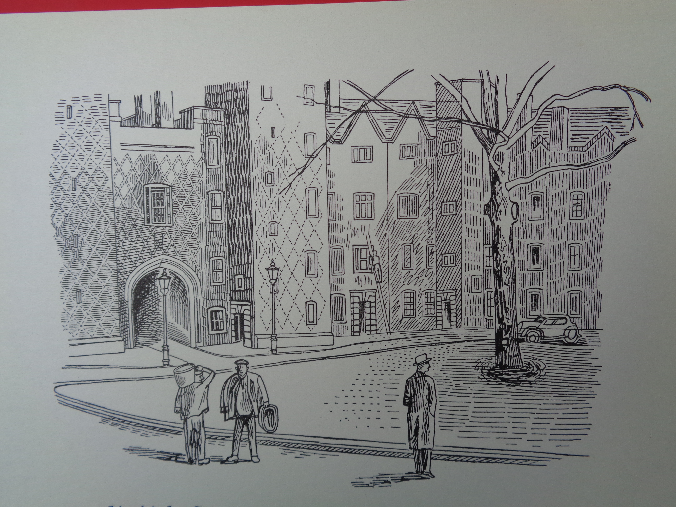 Edward Bawden CBE RA Original Vintage historic Lithograph of London Lincol's Inn Lawyers Centre