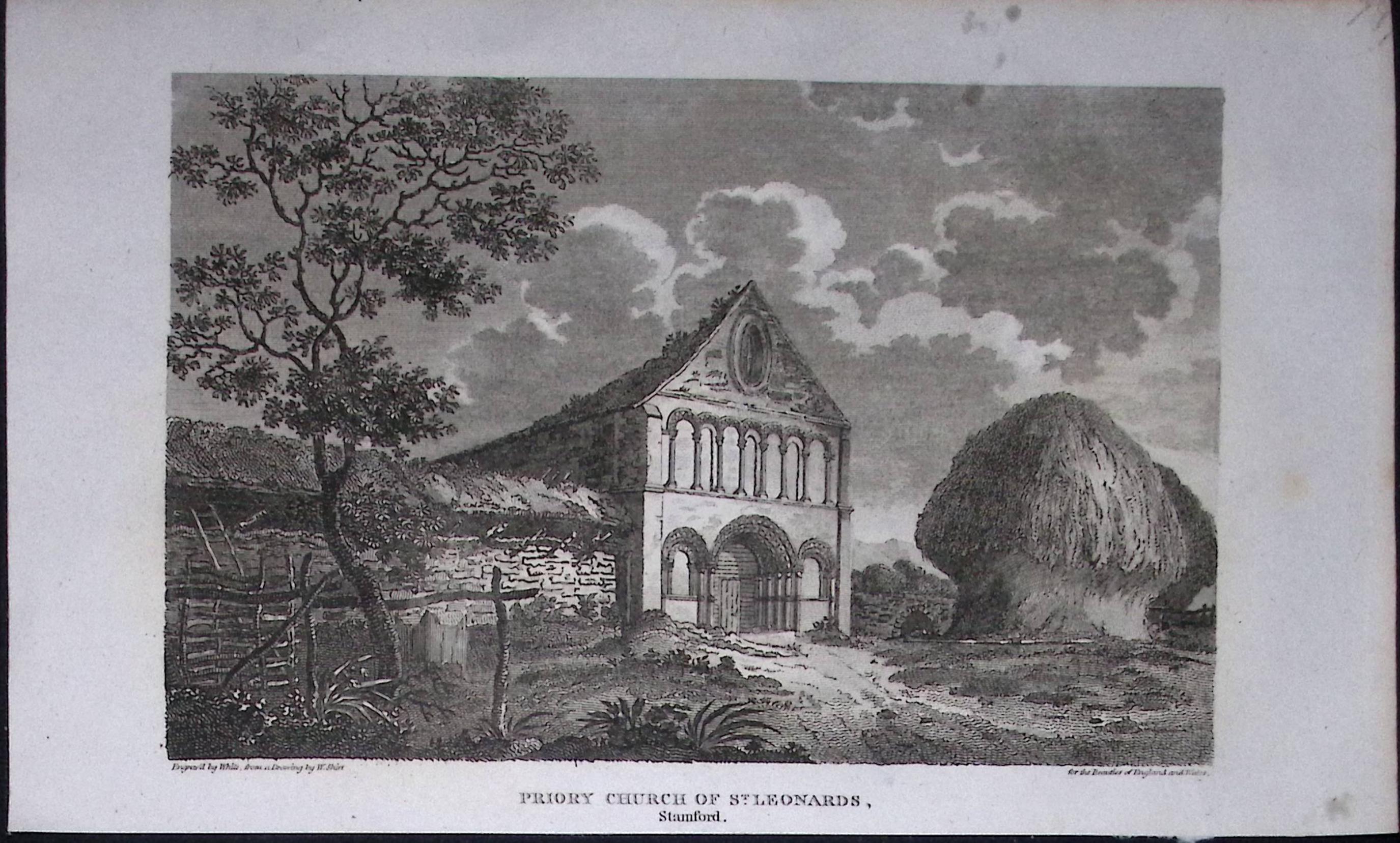 Priory Church of St Leonards Antique 218 Years-Old  Georgian Steel-Engraving-451