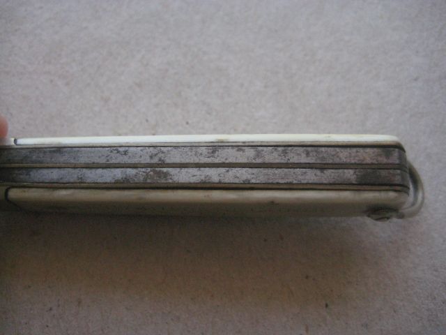 Antique French Bone Hafted Twin Bladed Penknife, c1900