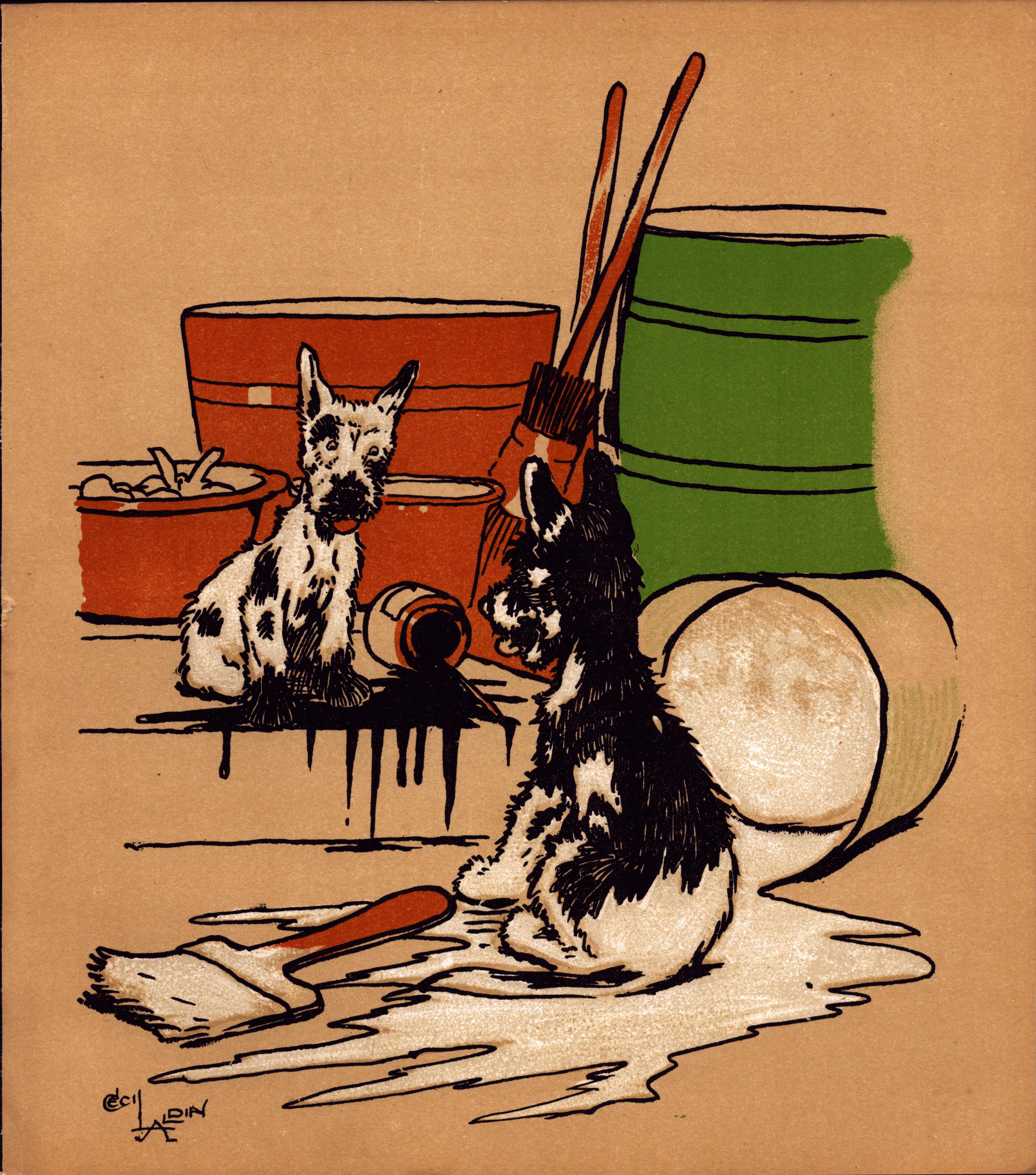 Cecil Aldin  “Rough & Tumble” Scotch Terriers Antique Colour Illustration-15.