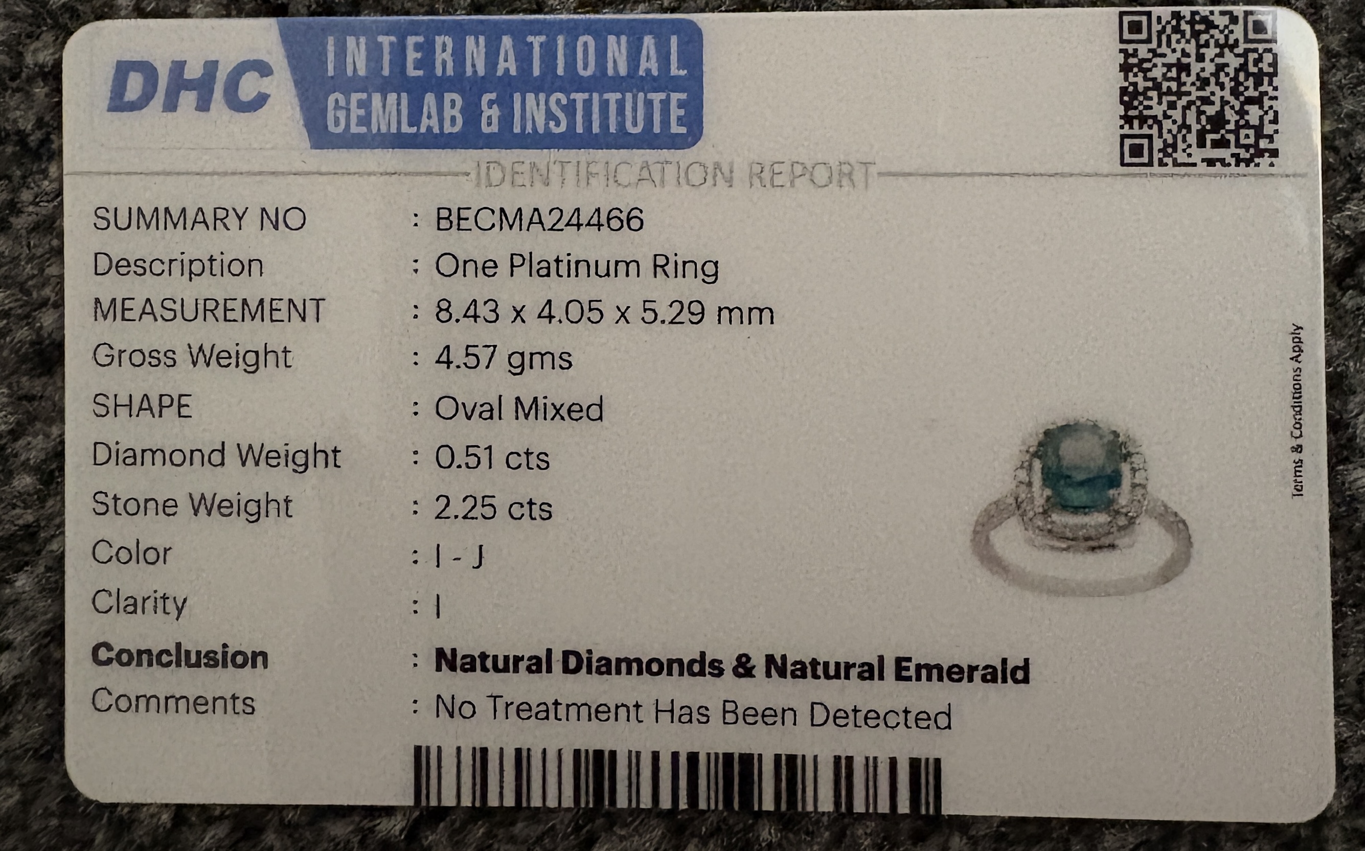 Beautiful 2.25 CT Natural Emerald Ring With Natural Diamonds & Platinum 950