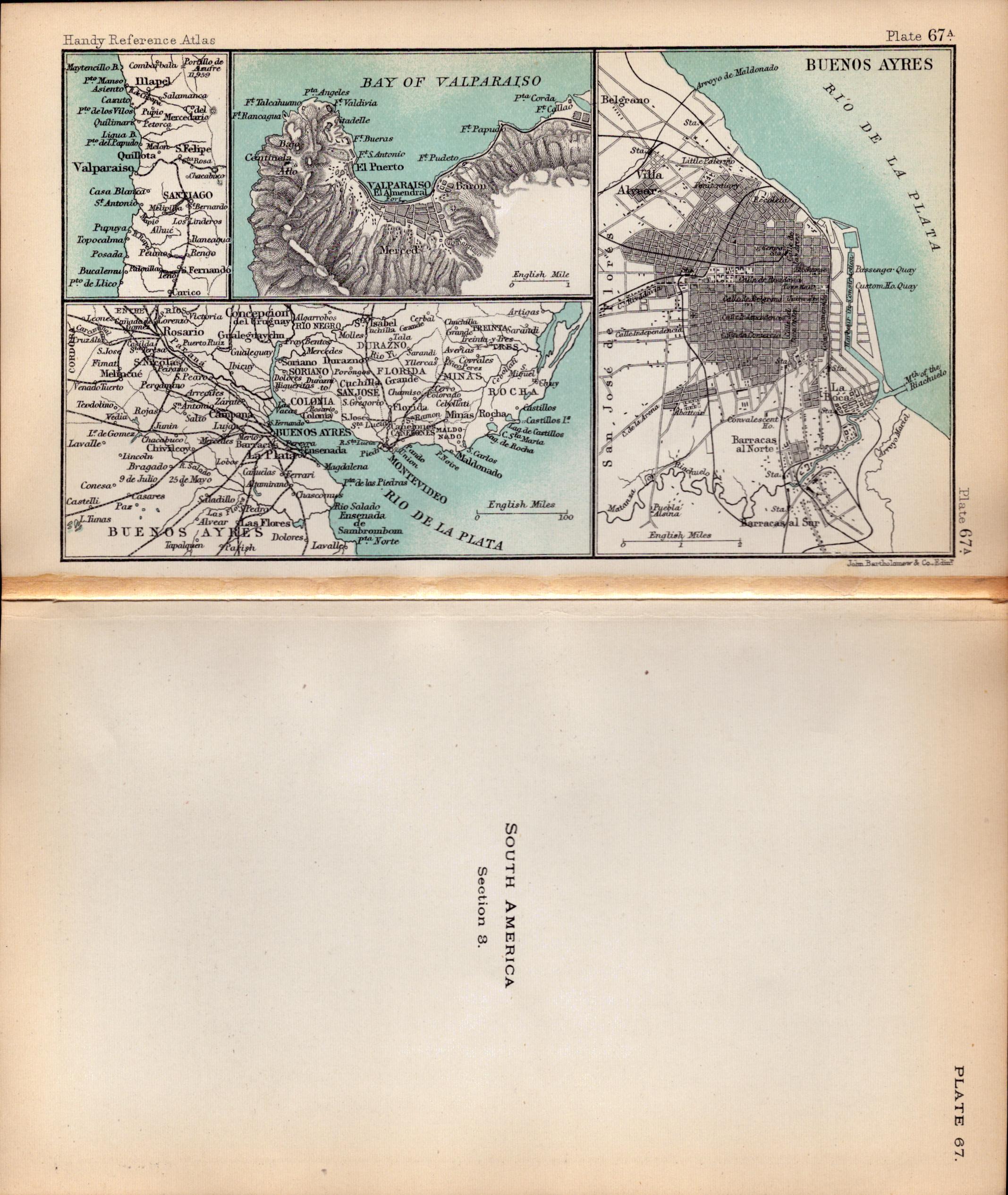 South America Argentina Falklands Double Sided Victorian Antique 1896 Map.