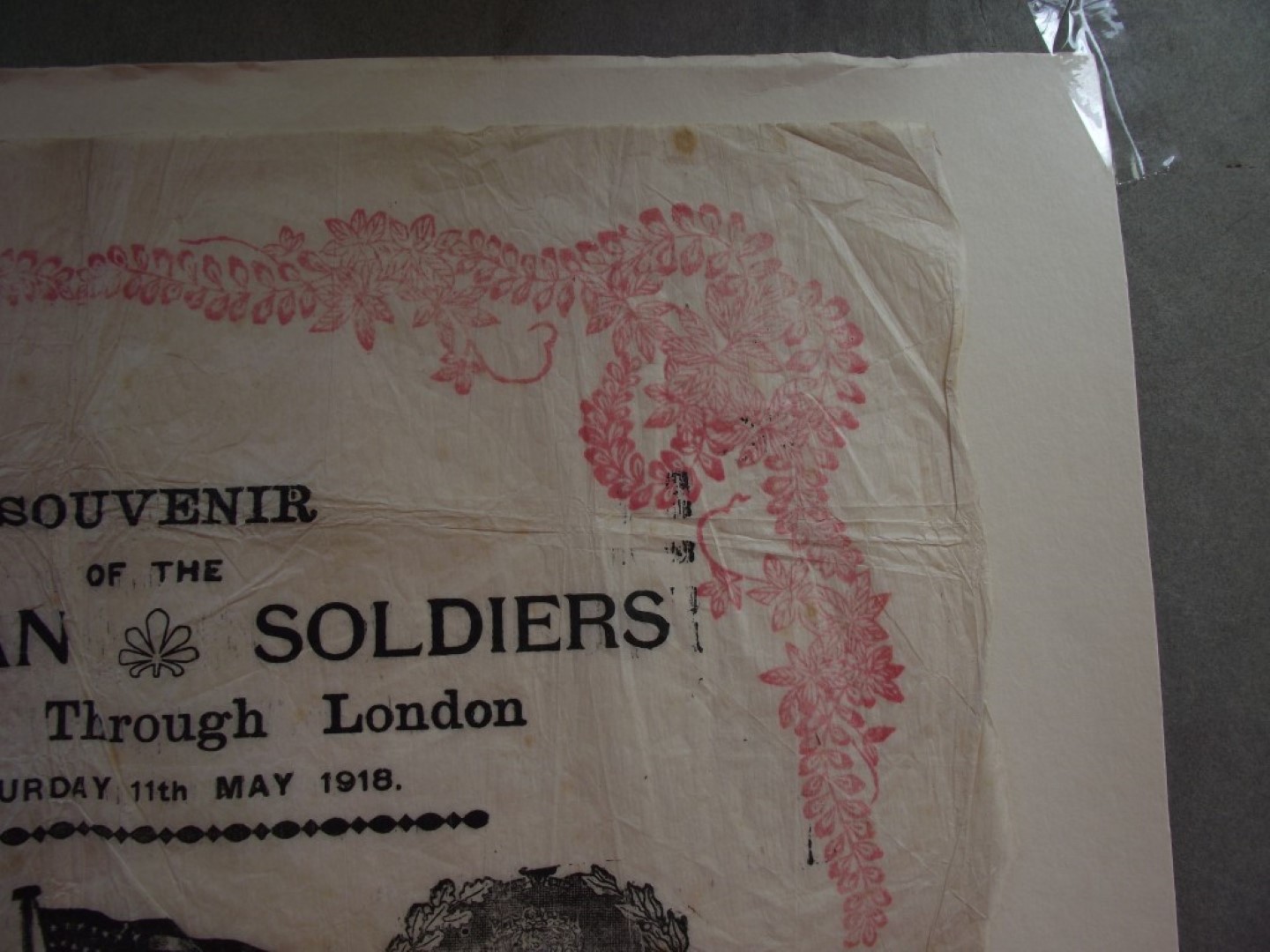Souvenir Napkin - American Soldiers March Through London Saturday 11th May 1918