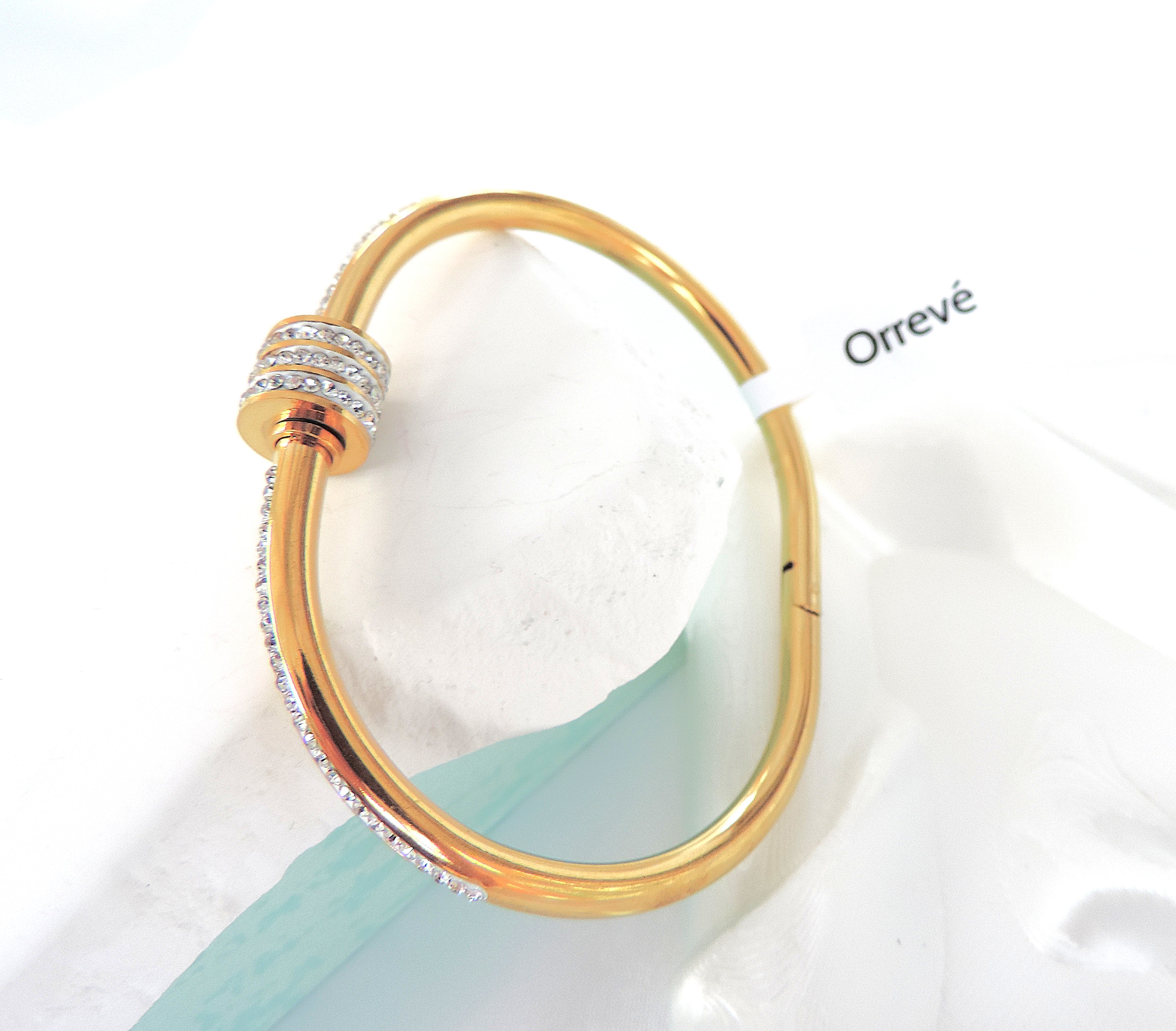Designer 14k Gold Plated Crystal Bangle 'New'