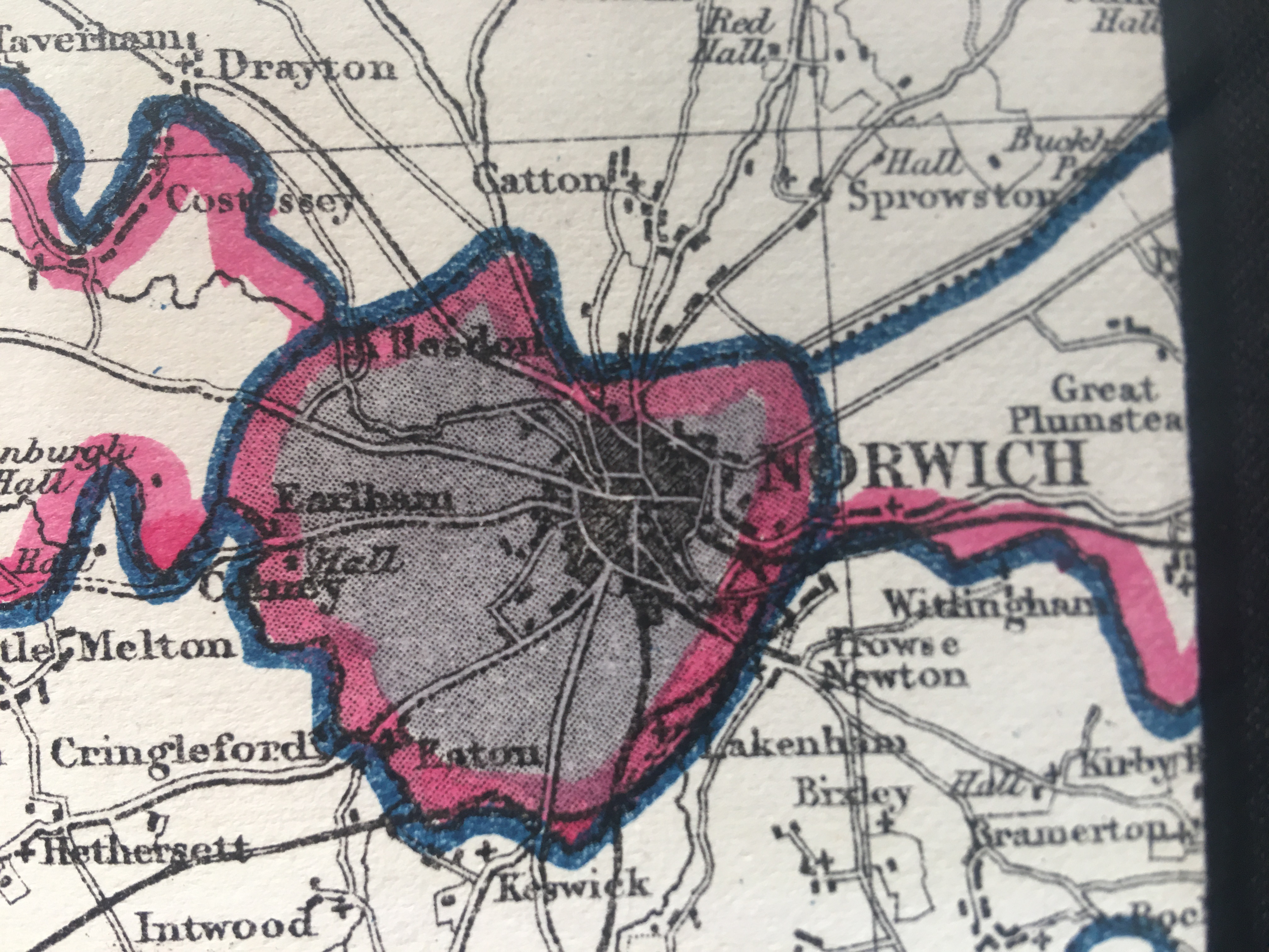 Antique 139 Years-Old Scarce Map County Norfolk 1885 Boundary Changes.
