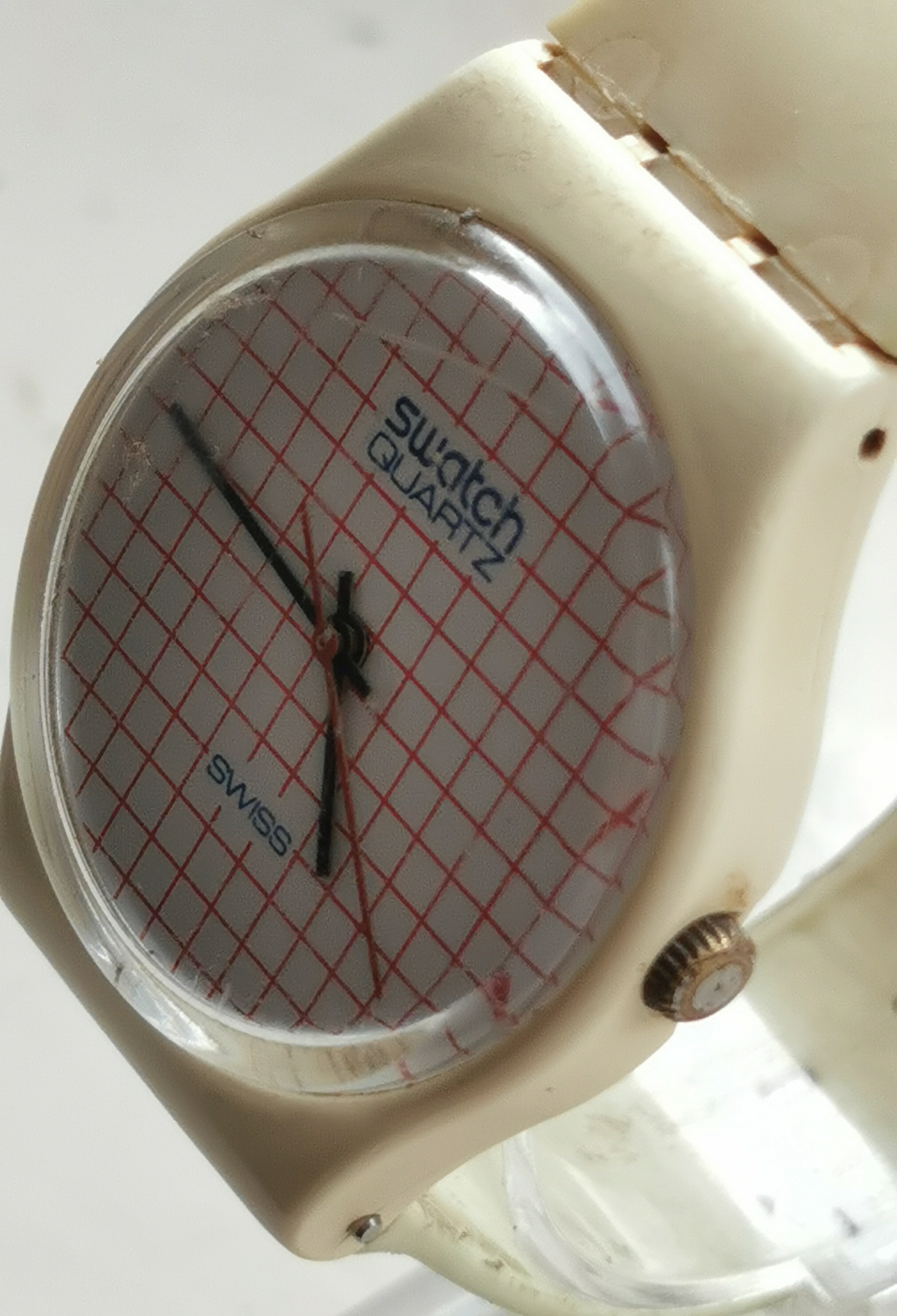 Rare Vintage 1980s Swatch Quartz Grid Dial Watch