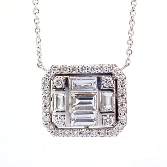Natural Diamond 18K White Gold Necklace