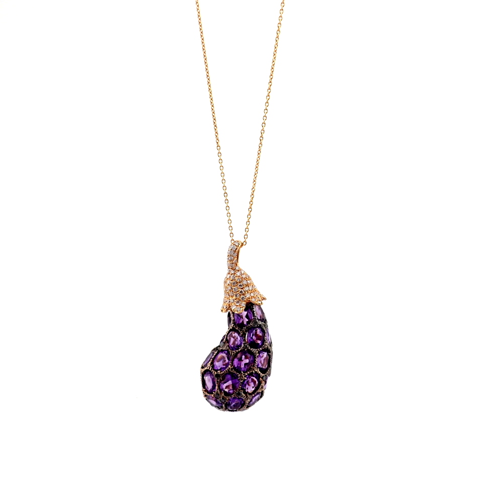 Natural Diamond 18K Rose/Pink Gold Necklace