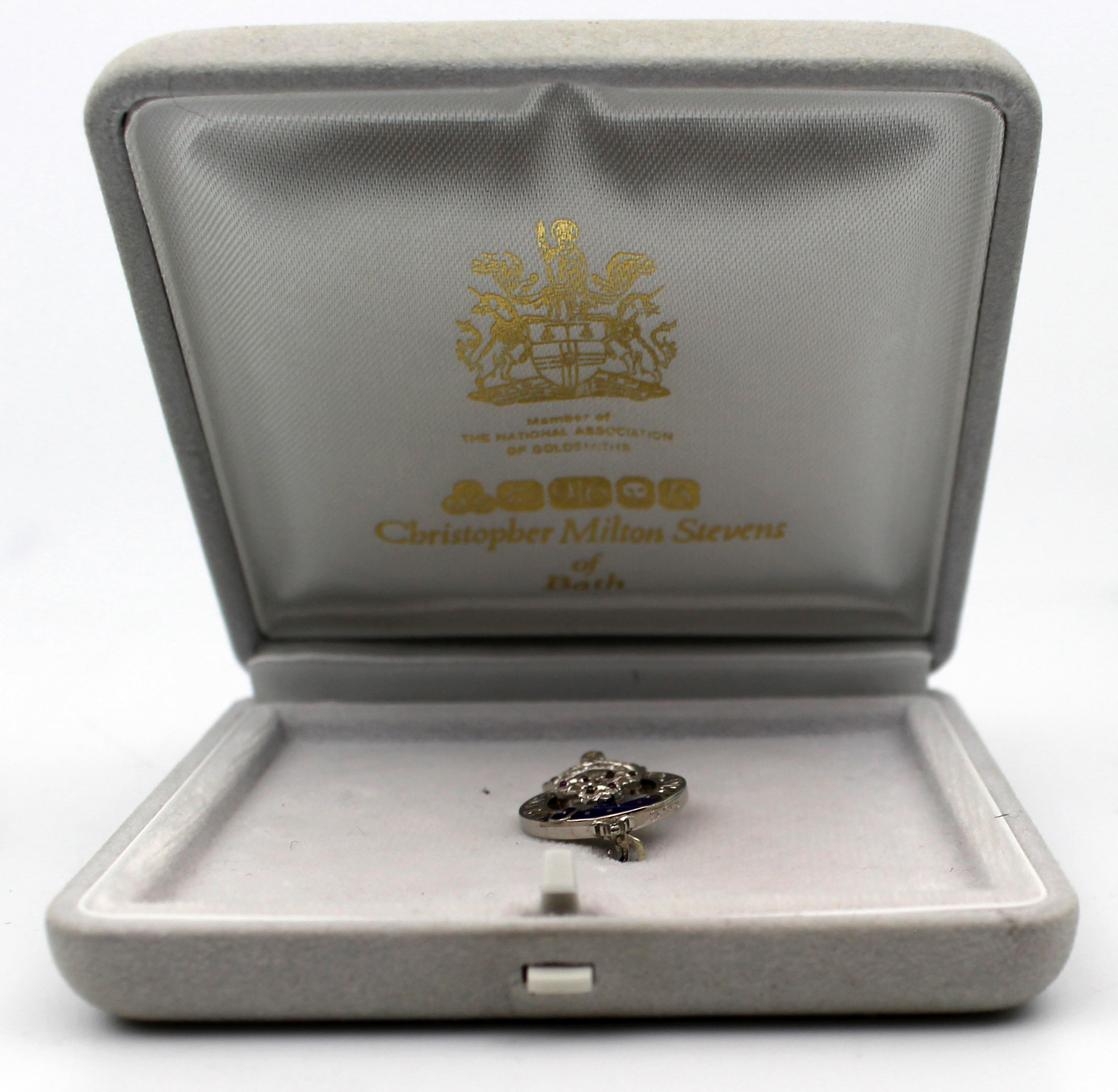 Fine Shropshire Yeomanry Sweetheart Brooch by Garrard – Gold, Enamel, Ruby Eyes