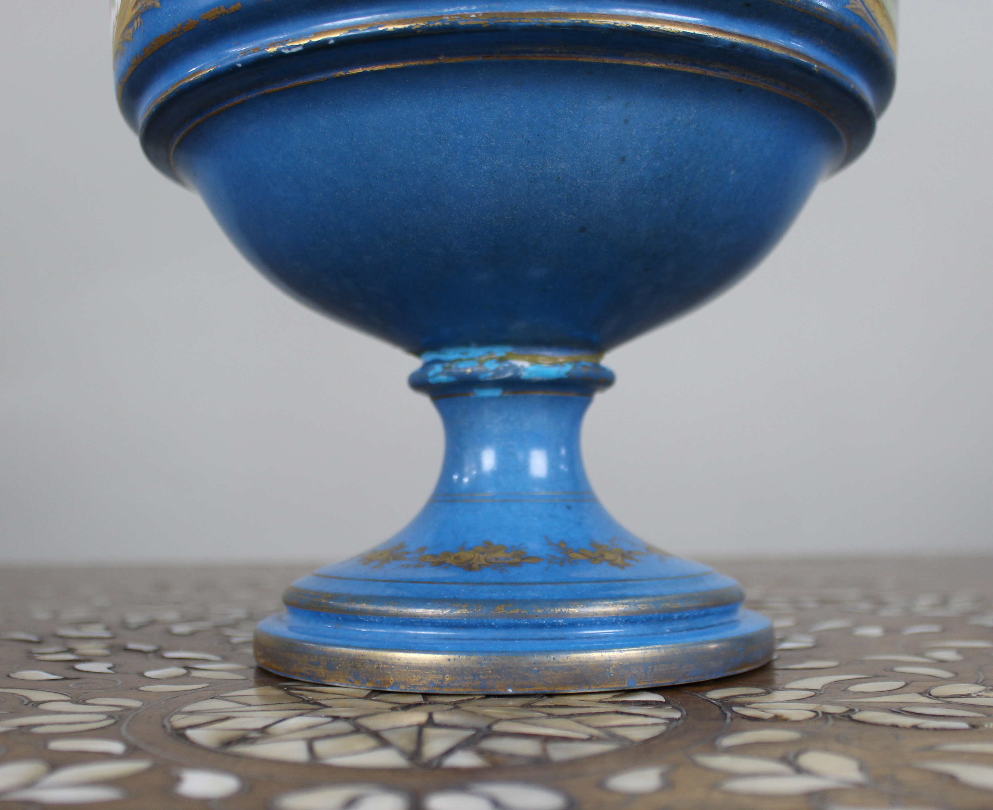 Large Late 19th Century Sèvres-Style Bleu Céleste Porcelain Vase