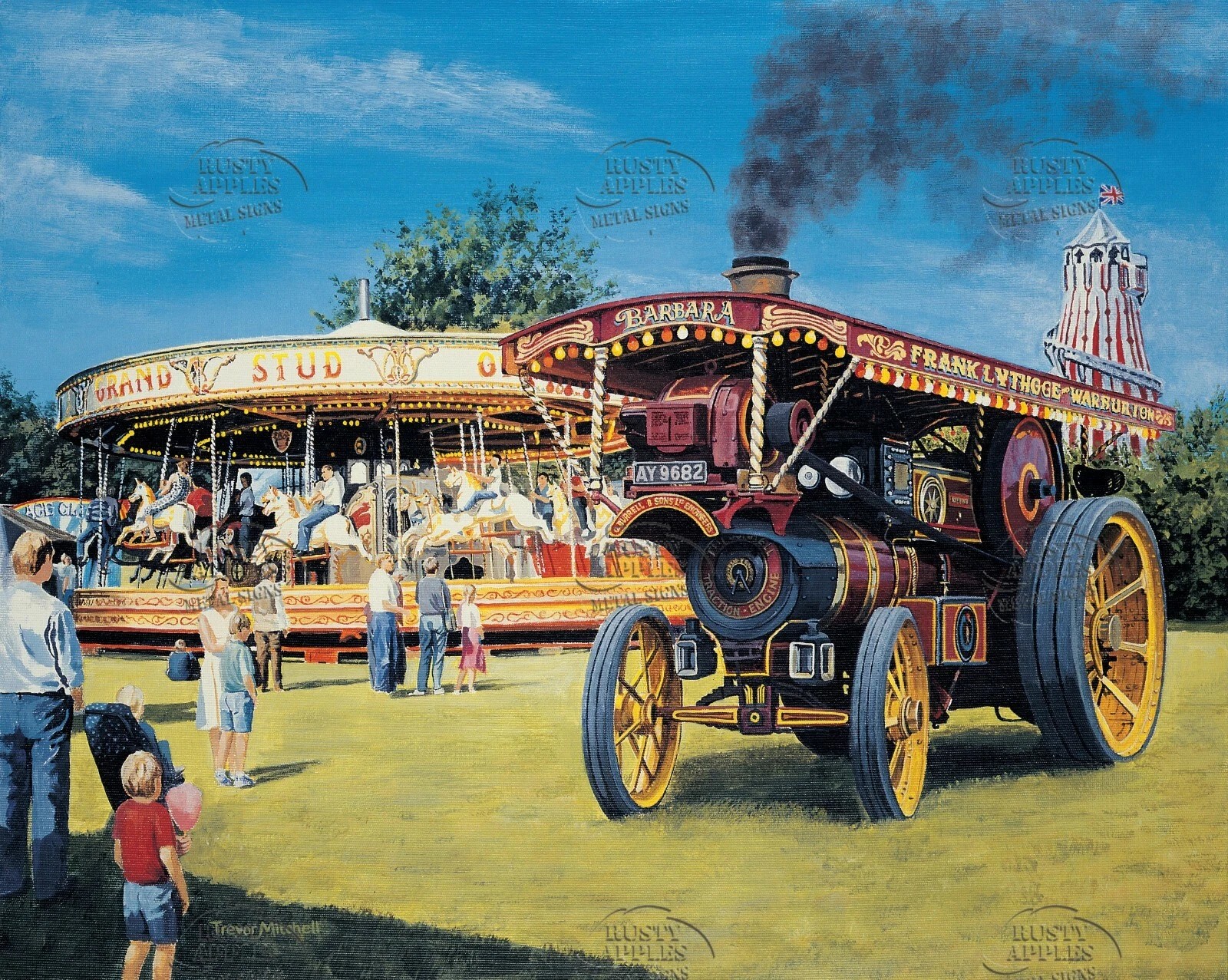 Burrell Showmans 1909 Fairground Locomotive 3093 "Dreadnought" Metal Wall Art