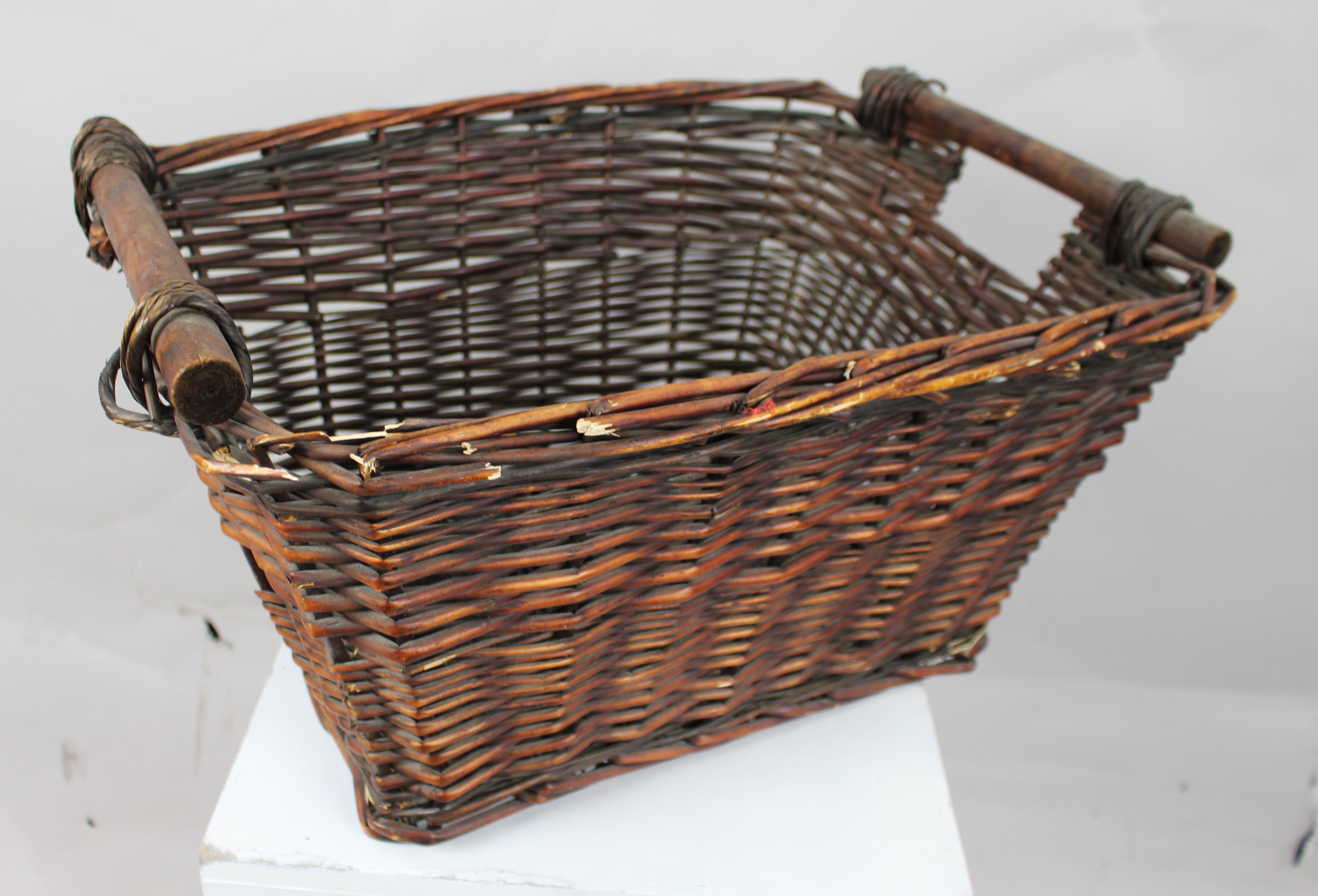 Vintage Wicker Two Handled Basket