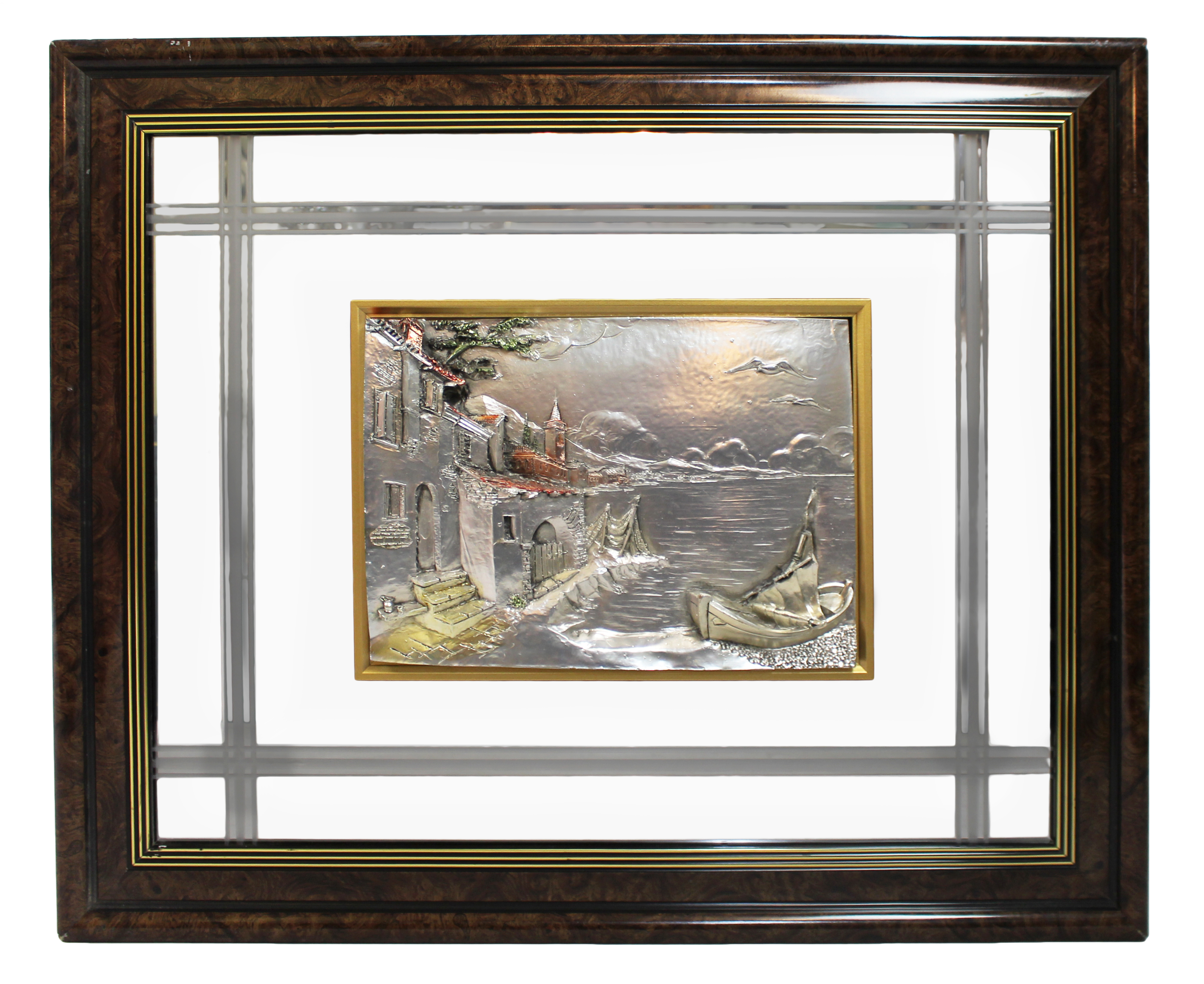 Pair of Large Creazioni Artistiche Relief Silver Artworks (Framed)
