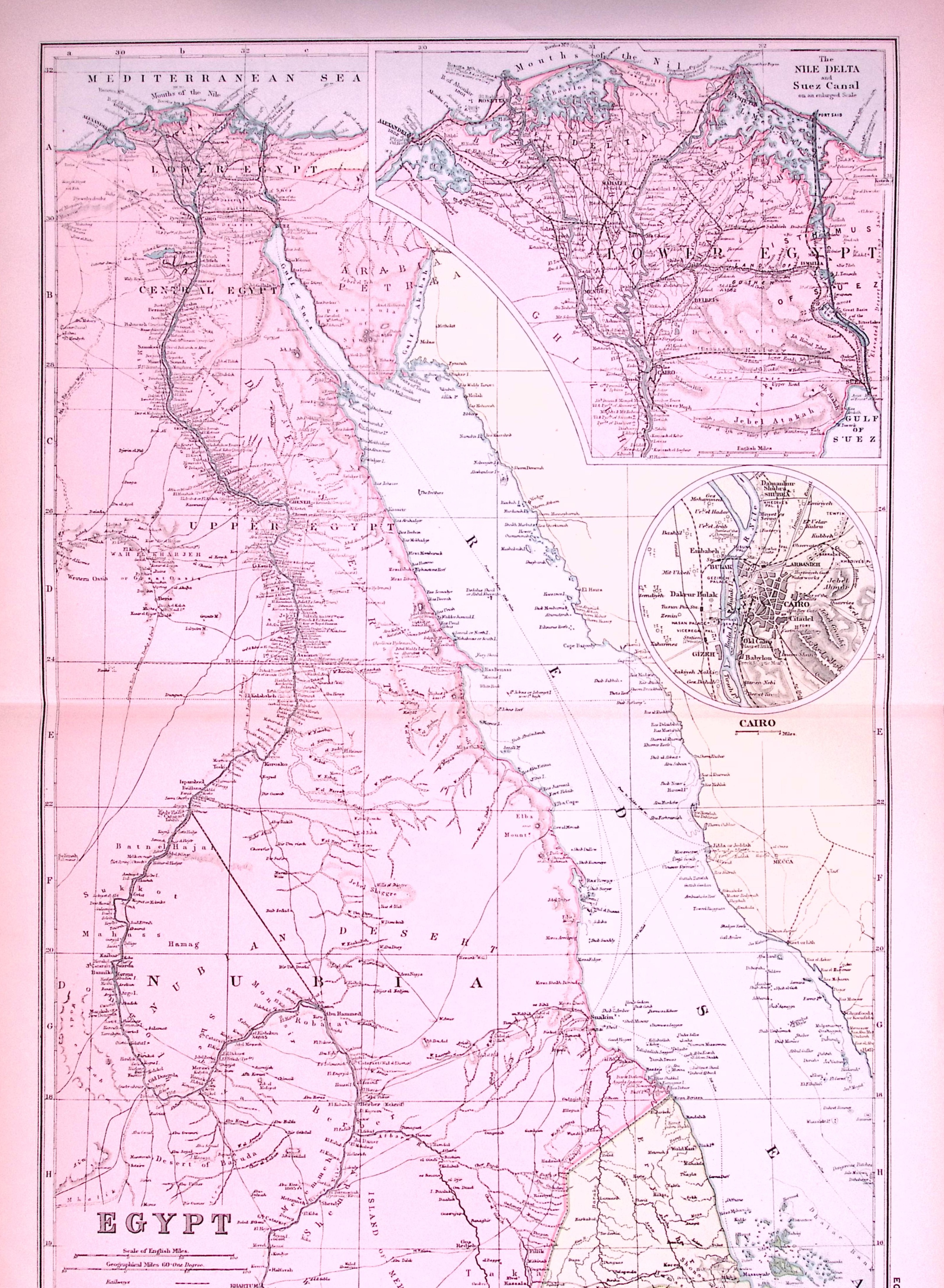 Egypt 120-Year-Old Large Antique Map by G.W. Bacon-38