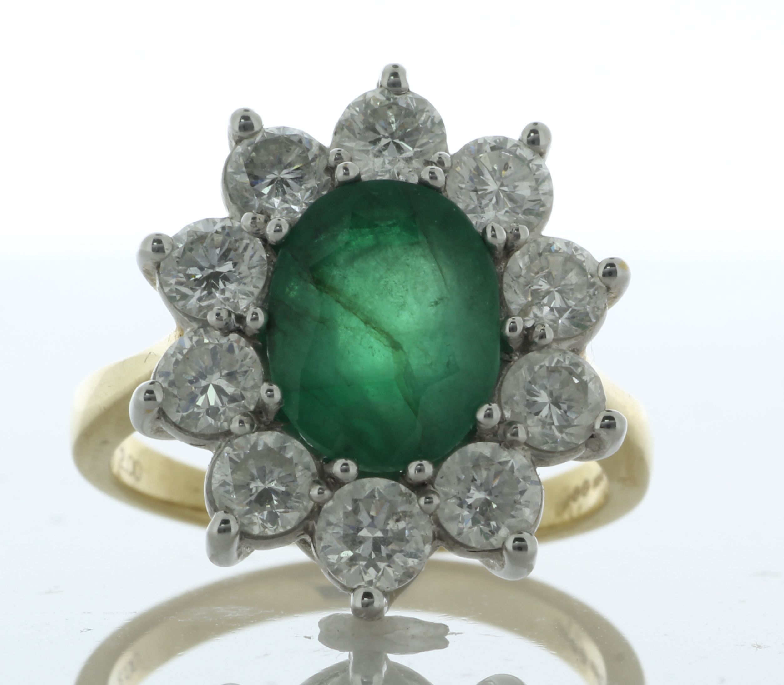 18ct Yellow Gold Diamond And Oval Emerald Ring (E4.00) 2.00 Carats