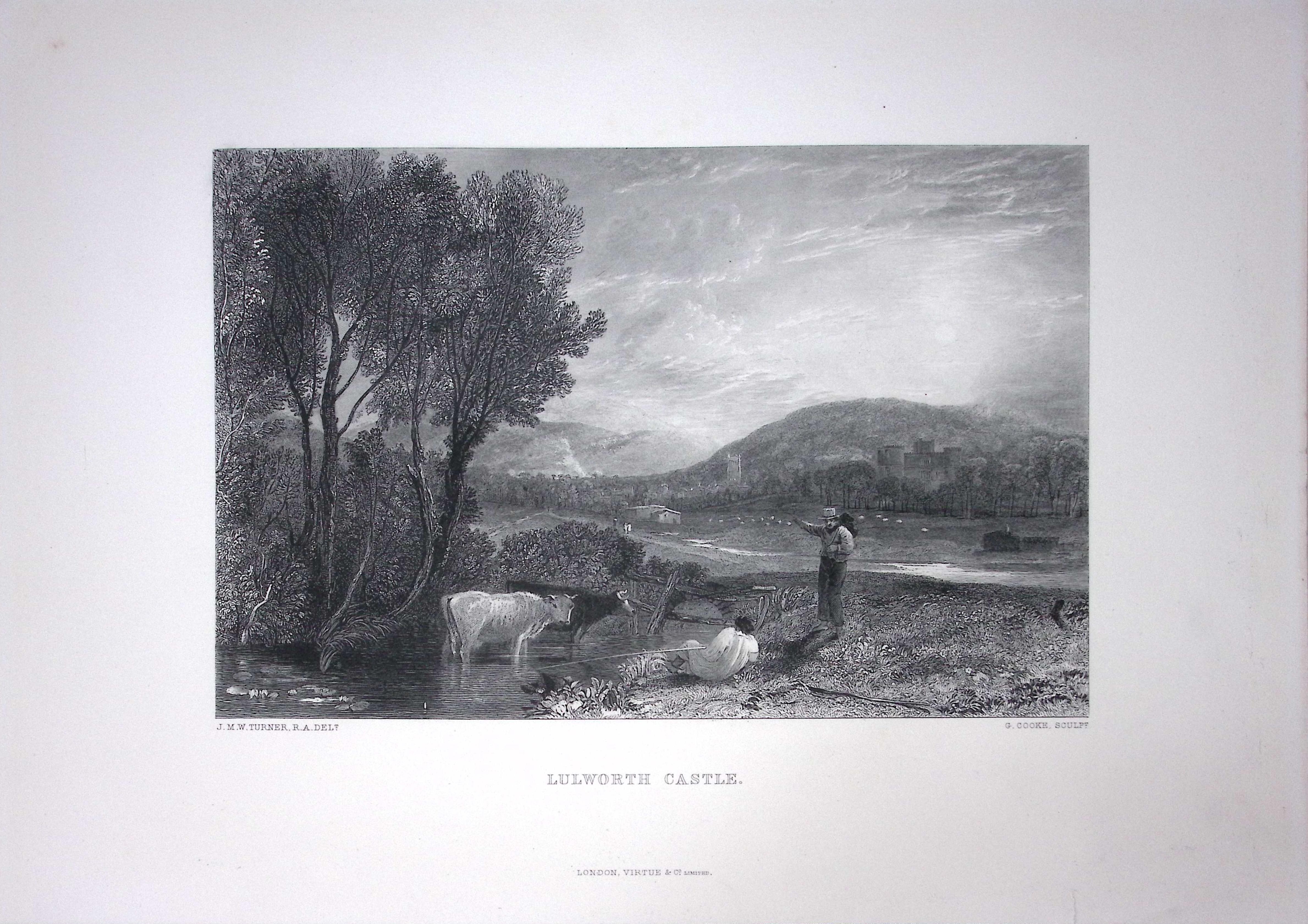 J.M.W Turner Lulworth Castle Dorset Large Antique Steel Engraving-96-TR