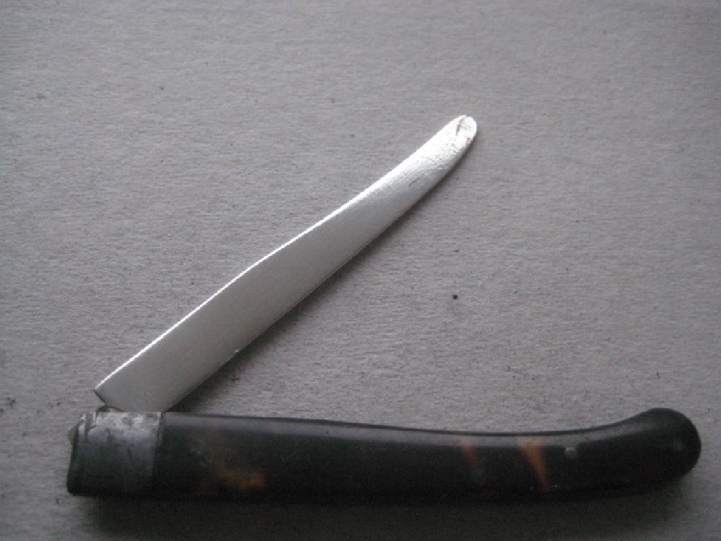 Rare George III Scimitar Silver Bladed Folding Fruit Knife