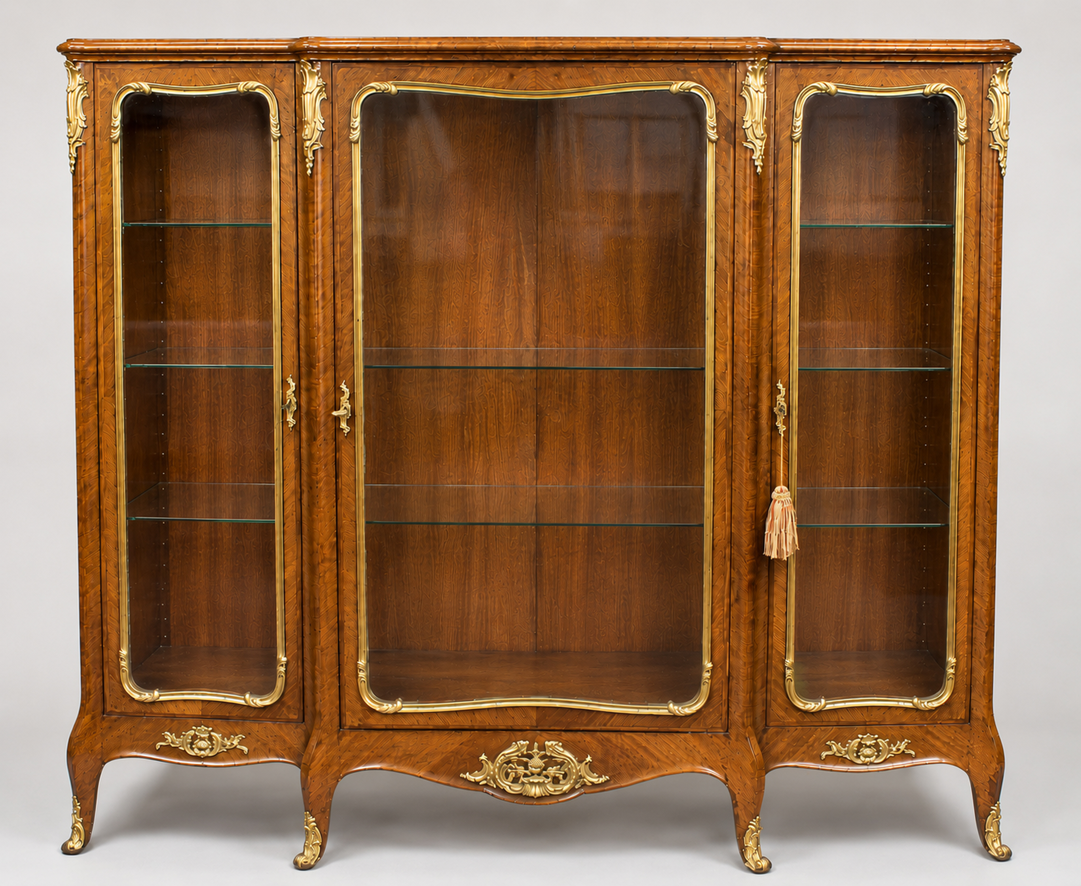 Fine Large Antique French Kingwood & Ormolu Mounted Vitrine Display Cabinet