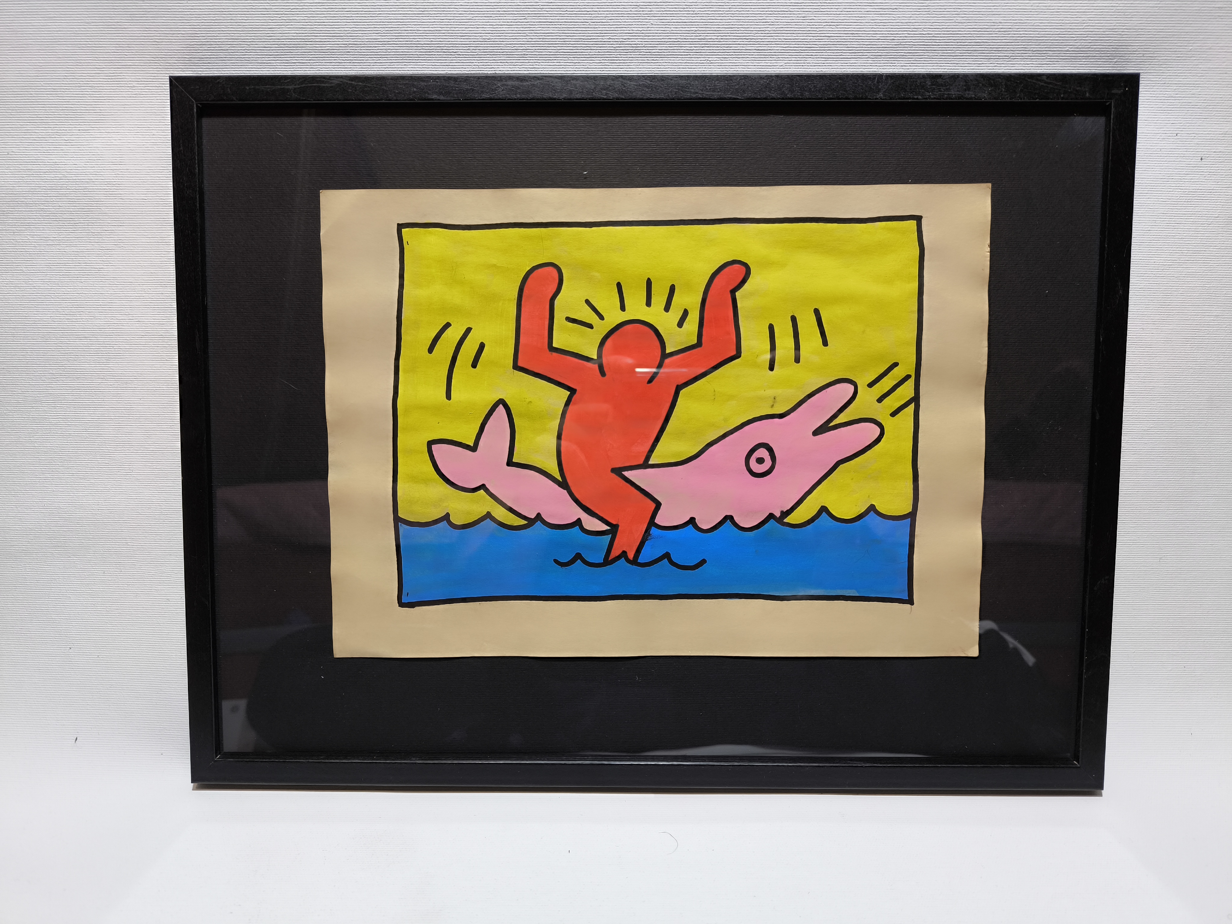 Vintage Keith Haring (attr) Acryl  Art Work by Haring Estate Signed