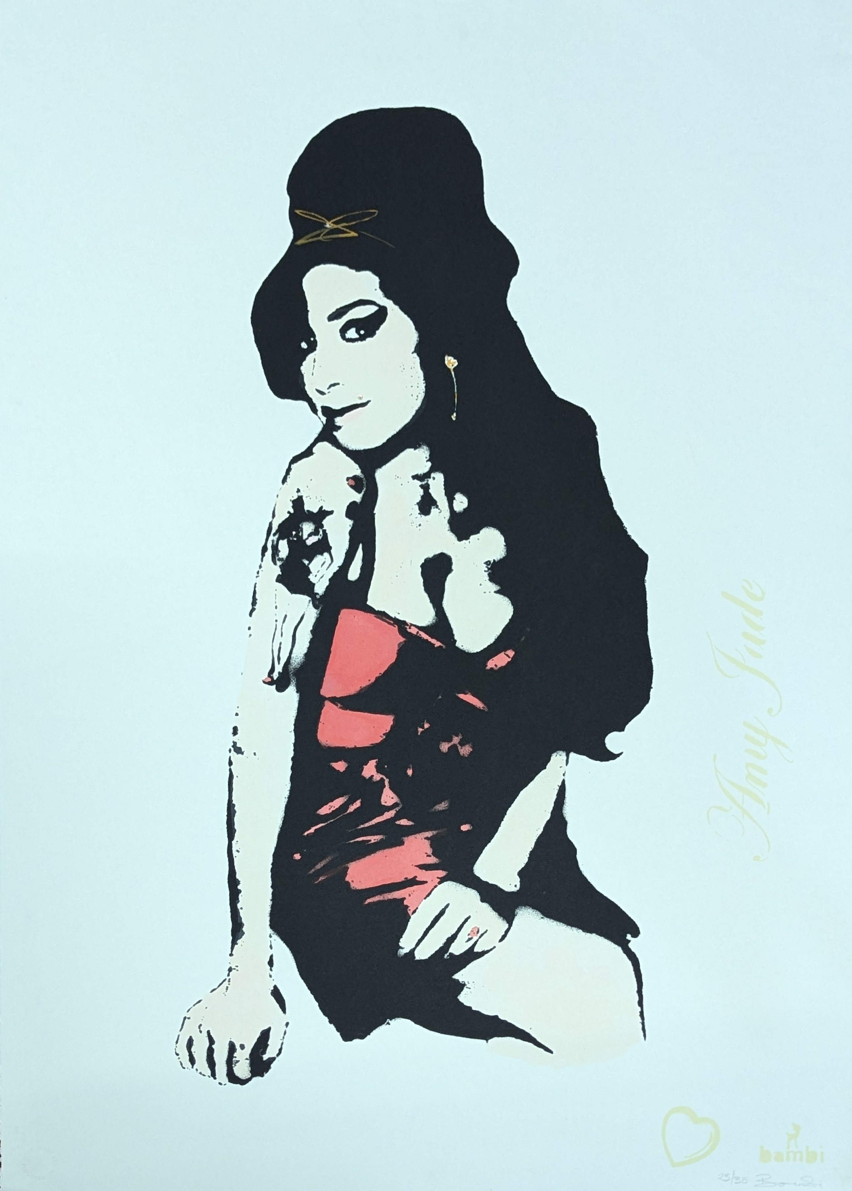 BAMBI (b.1982) Amy Jade (Red) Screenprint, Hand Finished, Titled, Signed, COA, Editioned, 2015