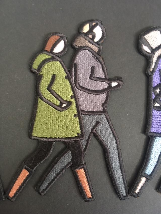 Julian Opie (1958-) ‘London Couples’, Embroidered Figurines On Board, Framed, 2021