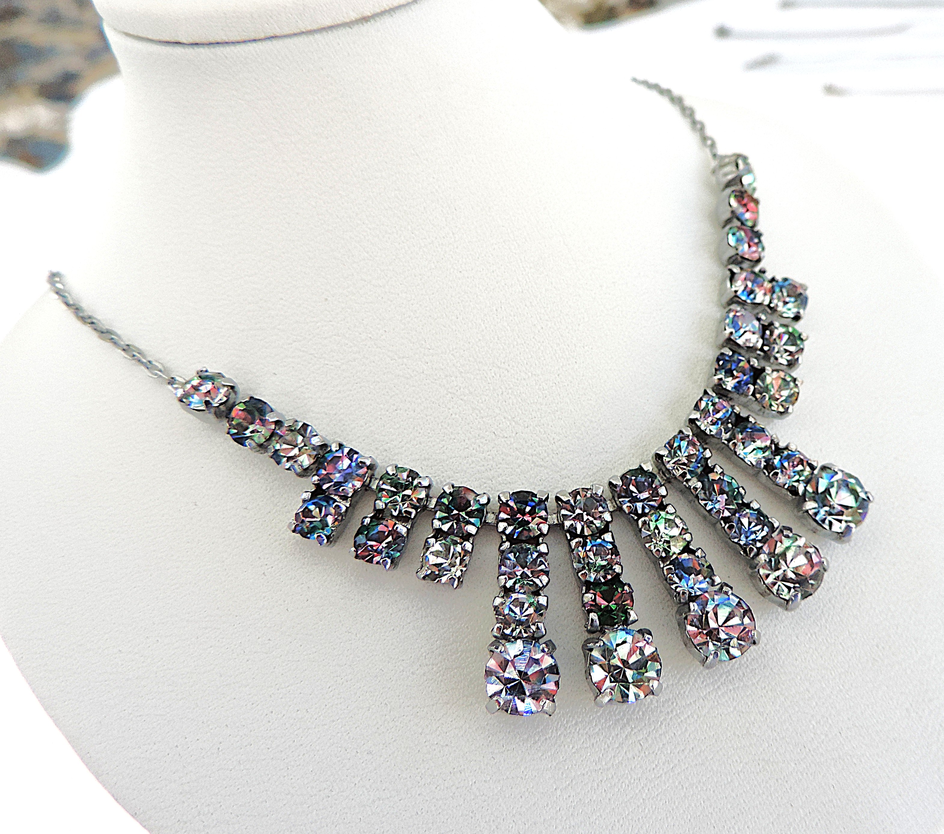 Vintage Art Deco Iris Crystal Necklace Circa 1930's