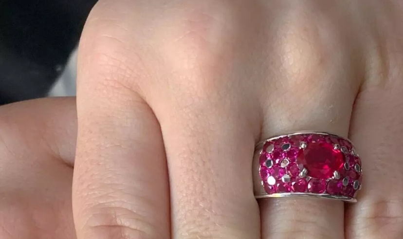 Silver Ruby Cluster Ring. Canadian Classic Designer 925