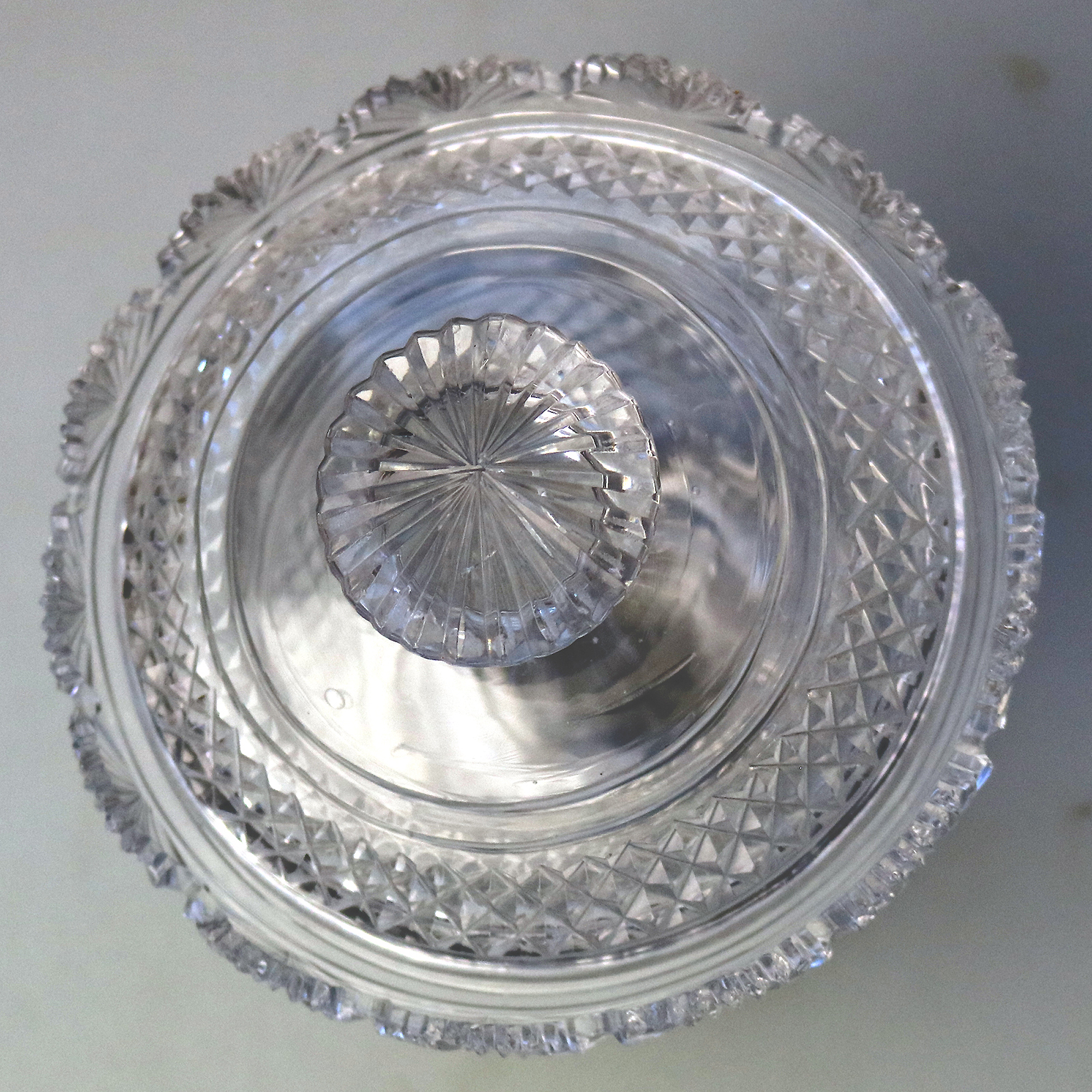 A Superb Antique Late Georgian Irish Cut Glass Bonbonniere C.early 19thC