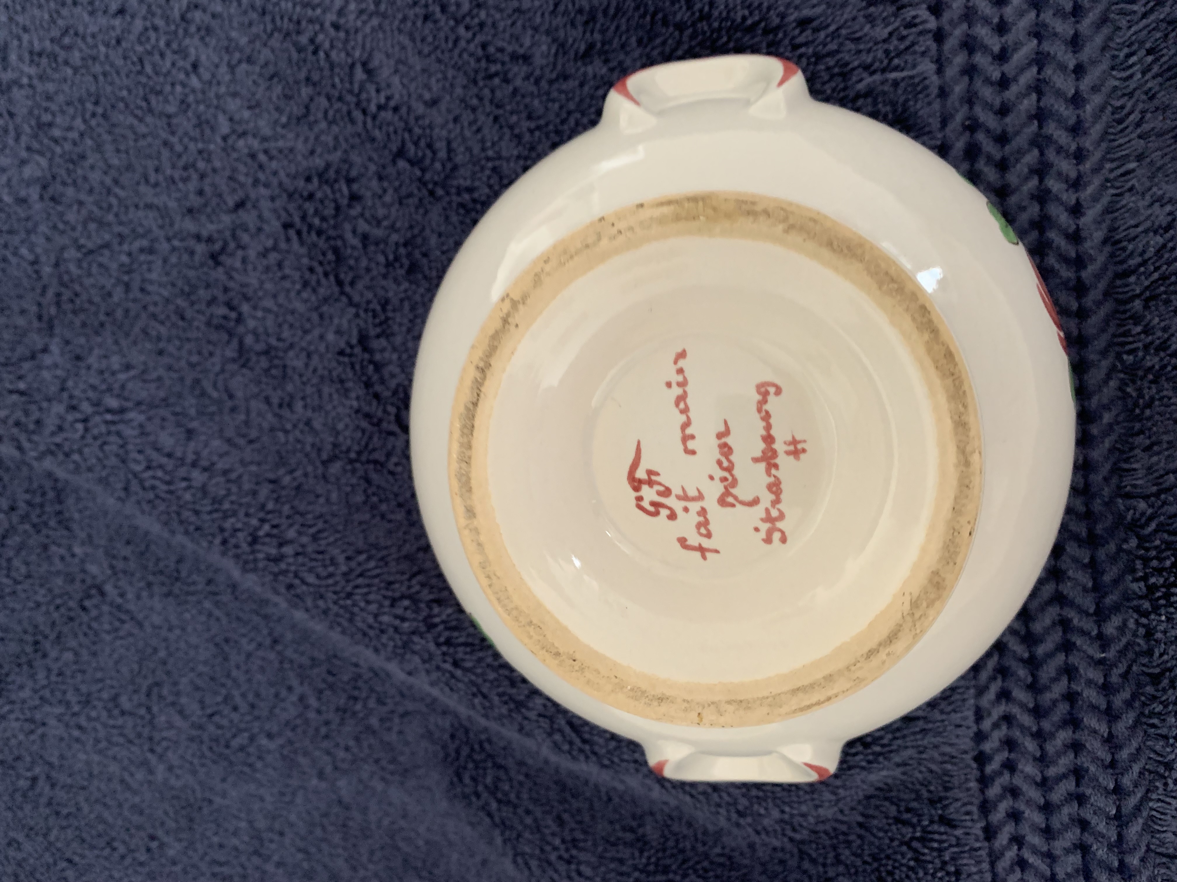 Antique French Sugar Bowl, c1920’s, Fait Main, Faiences d’Art, Strasbourg.