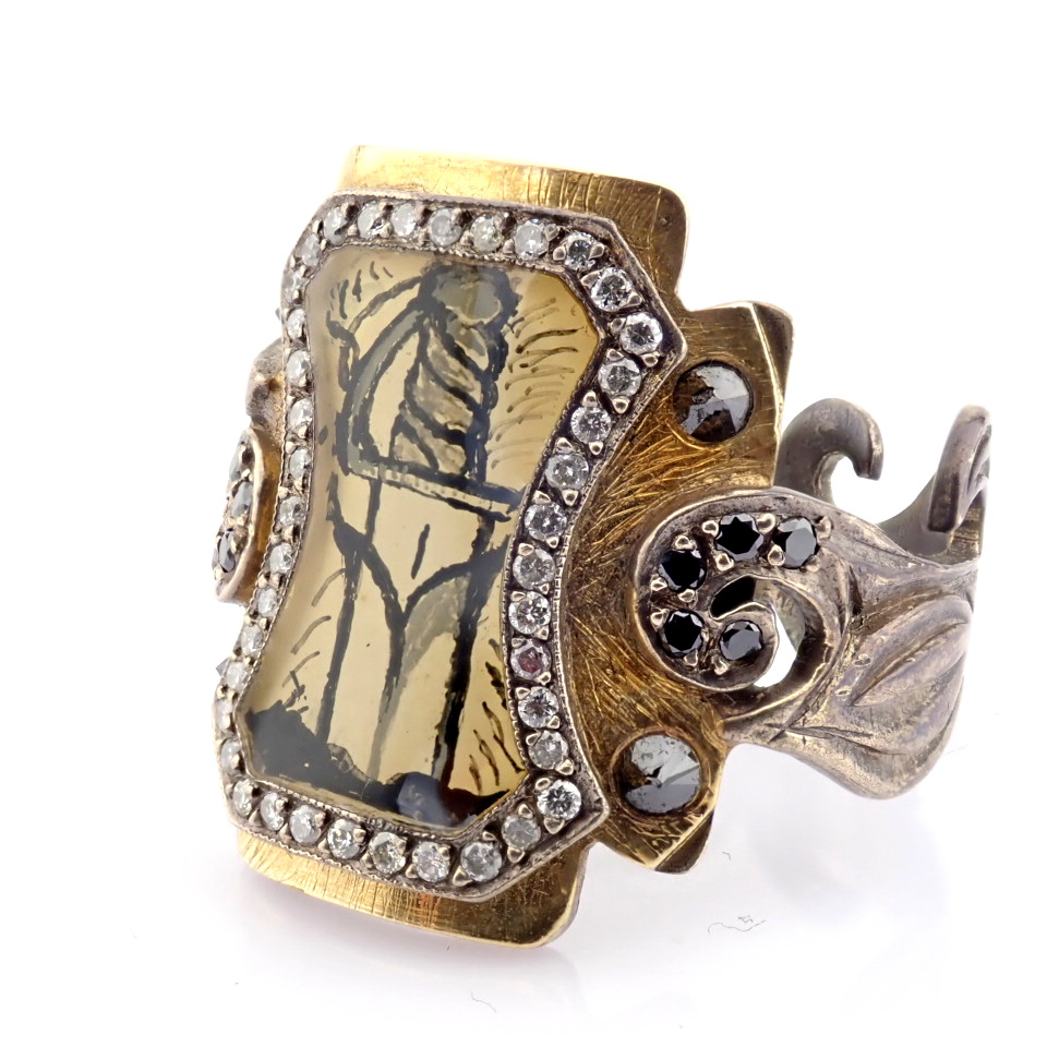 Natural Diamond 24K Yellow Gold Ring